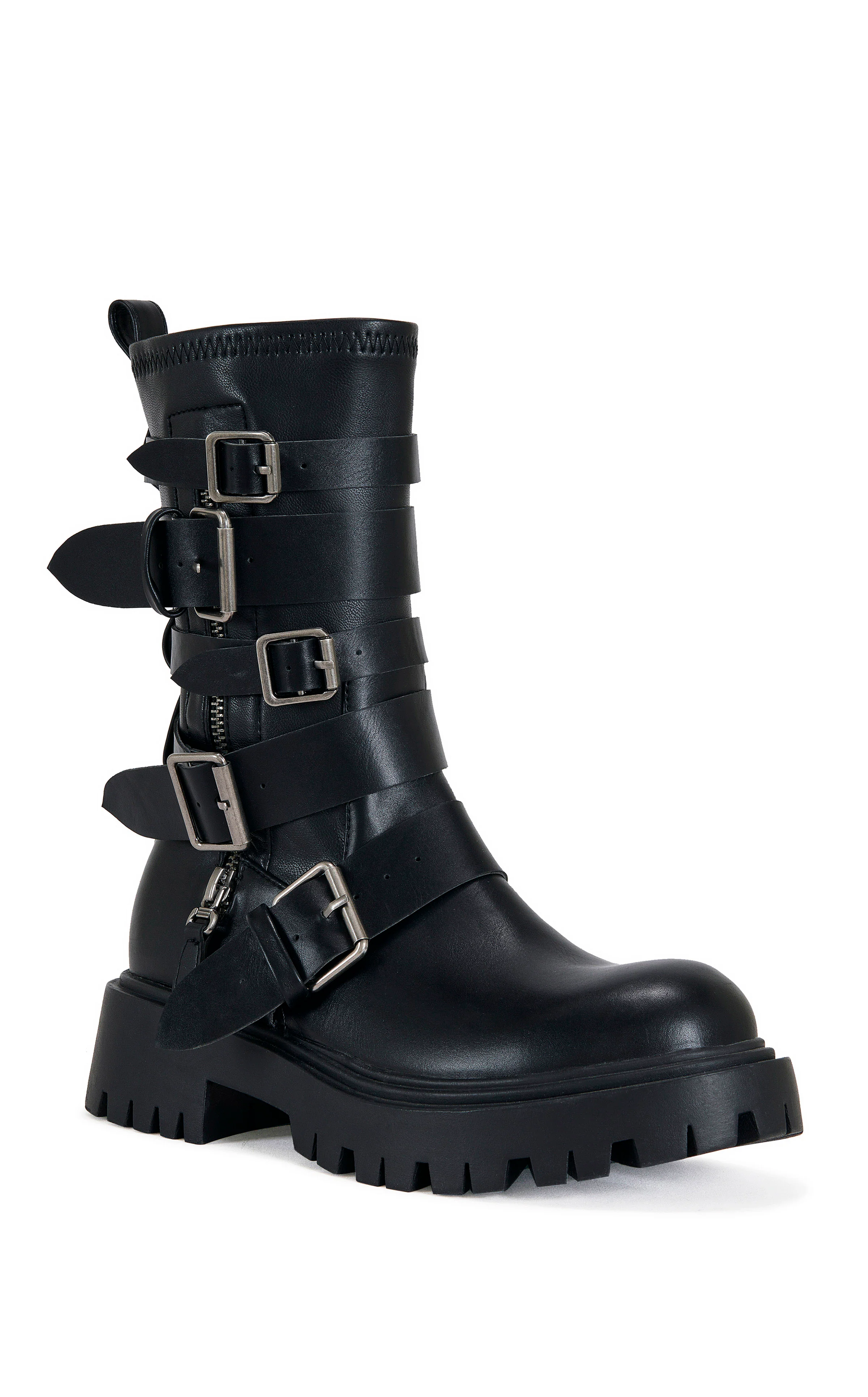 SPRIDY-BLACK BUCKLED COMBAT BOOTIE - Image 3