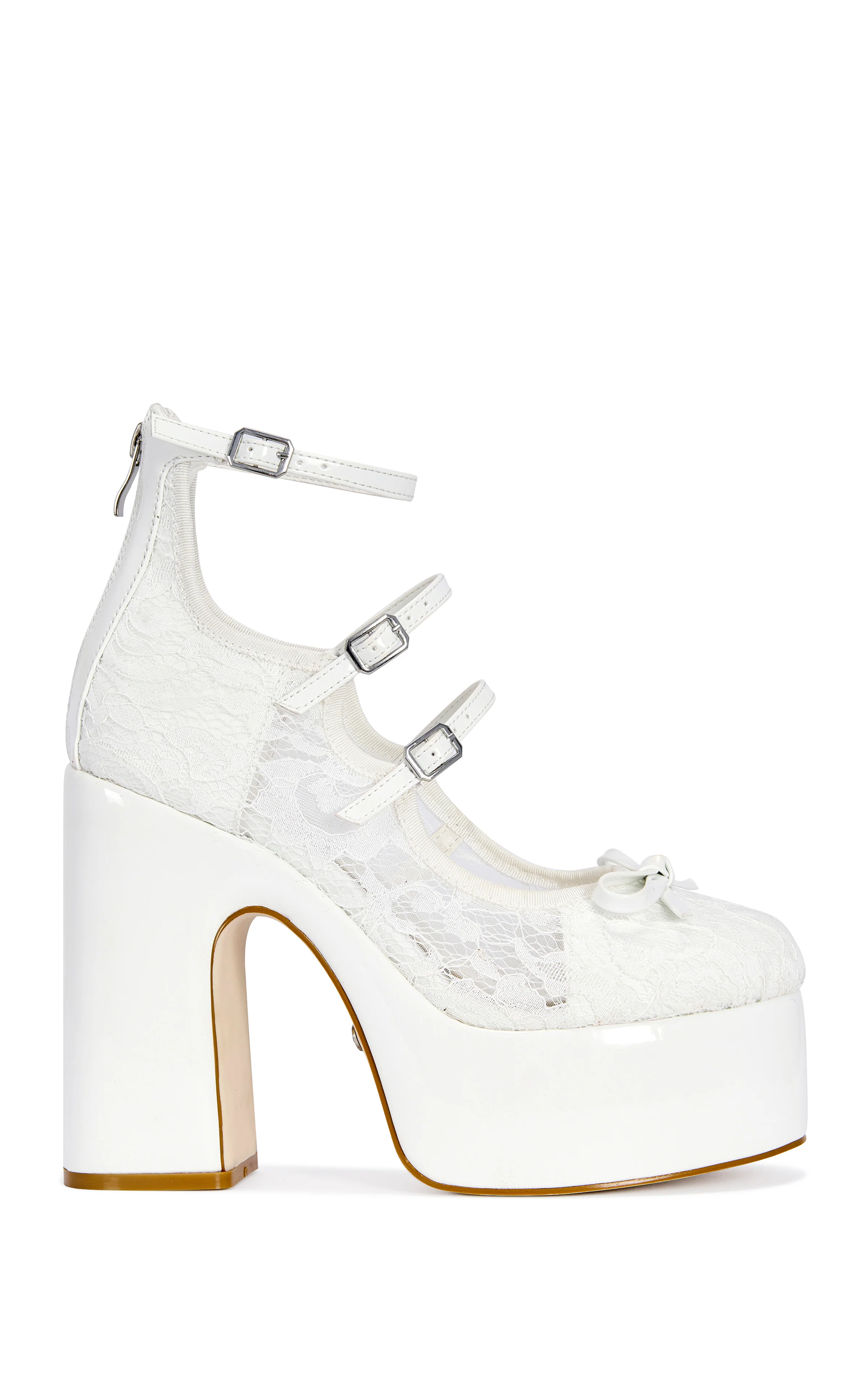 SPROUT-WHITE SHEER LACE PLATFORM PUMP