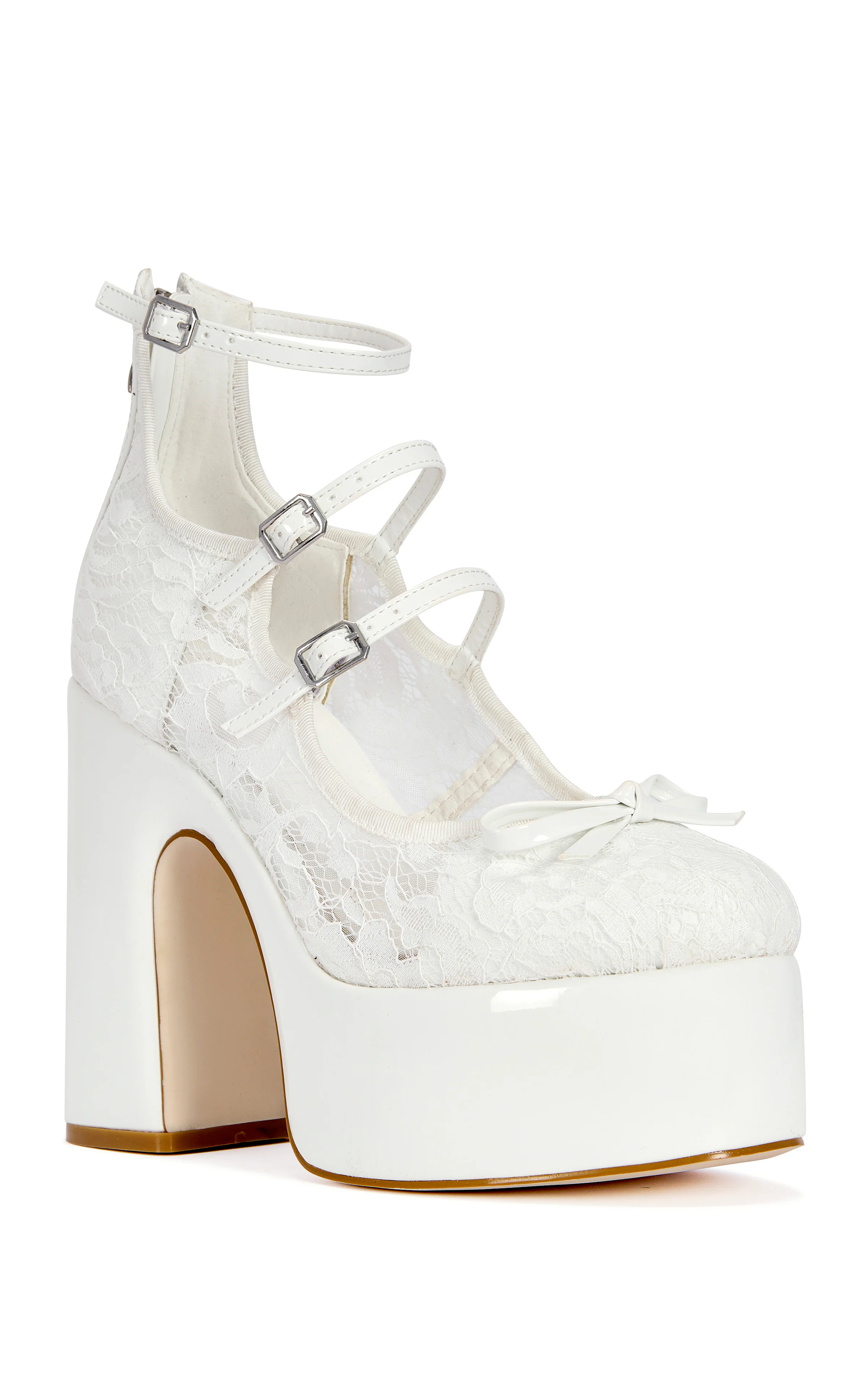SPROUT-WHITE SHEER LACE PLATFORM PUMP - Image 2
