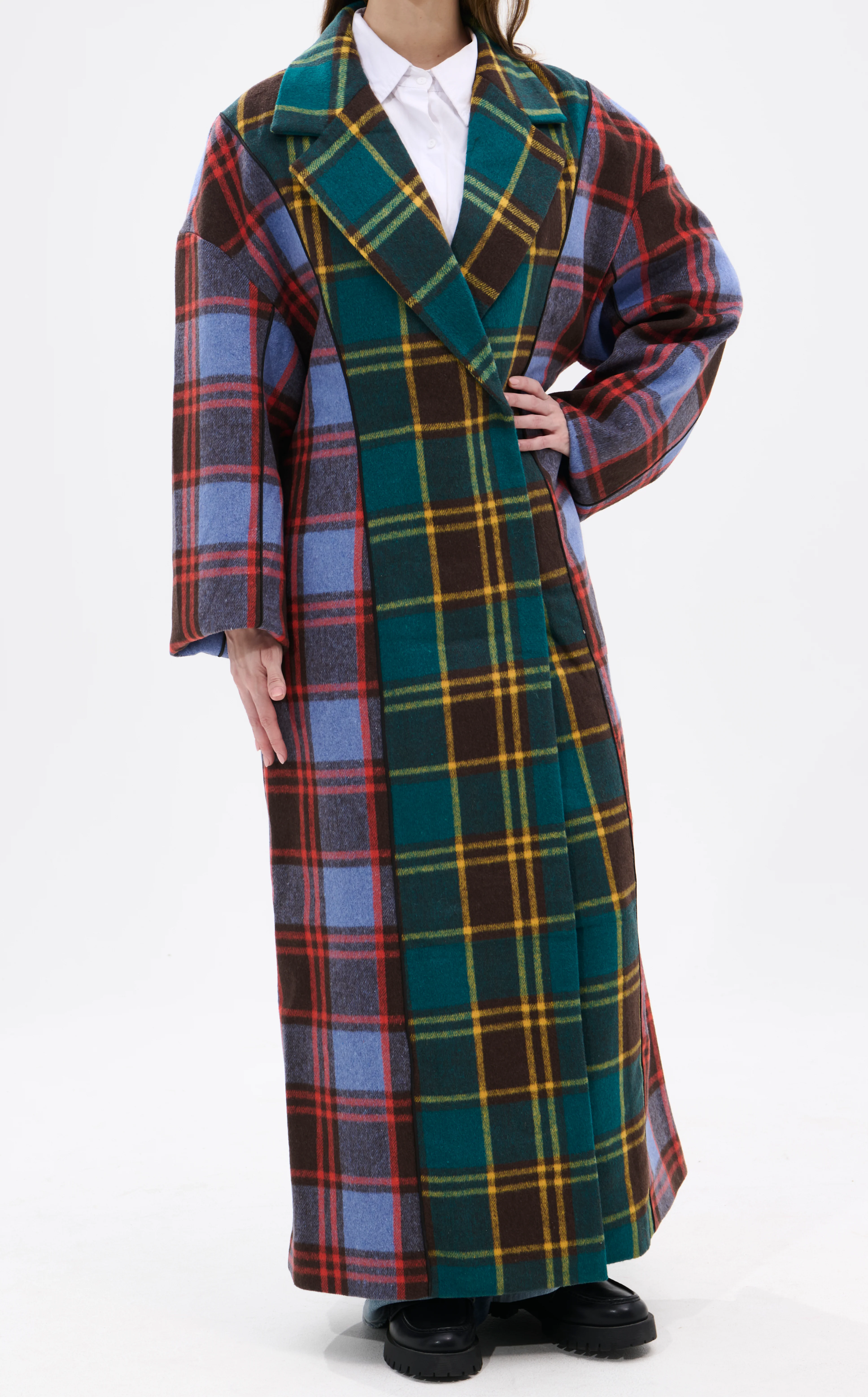 STUDIO-MULTI PLAID TRENCH JACKET - Image 3