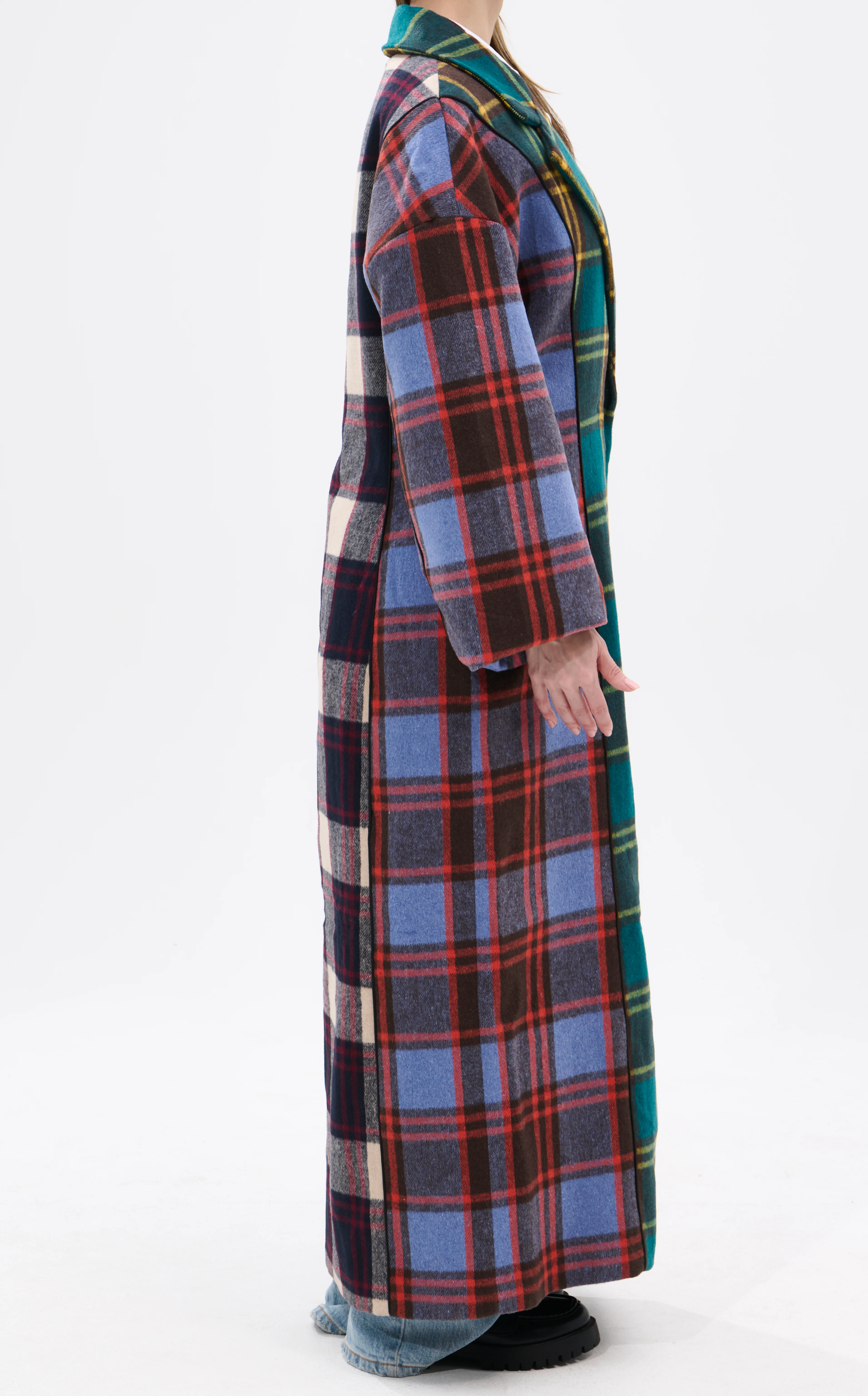 STUDIO-MULTI PLAID TRENCH JACKET - Image 4