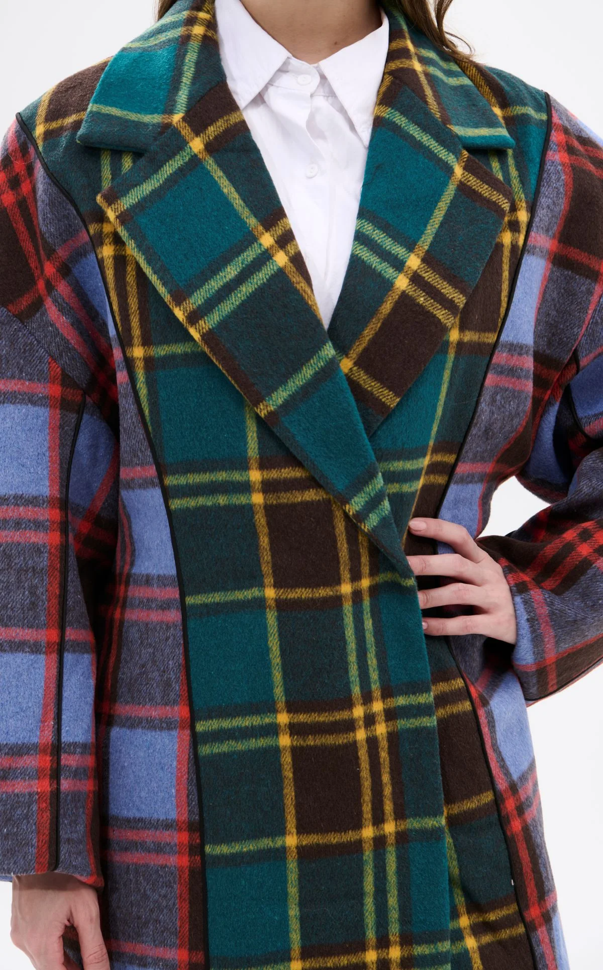 STUDIO-MULTI PLAID TRENCH JACKET - Image 6