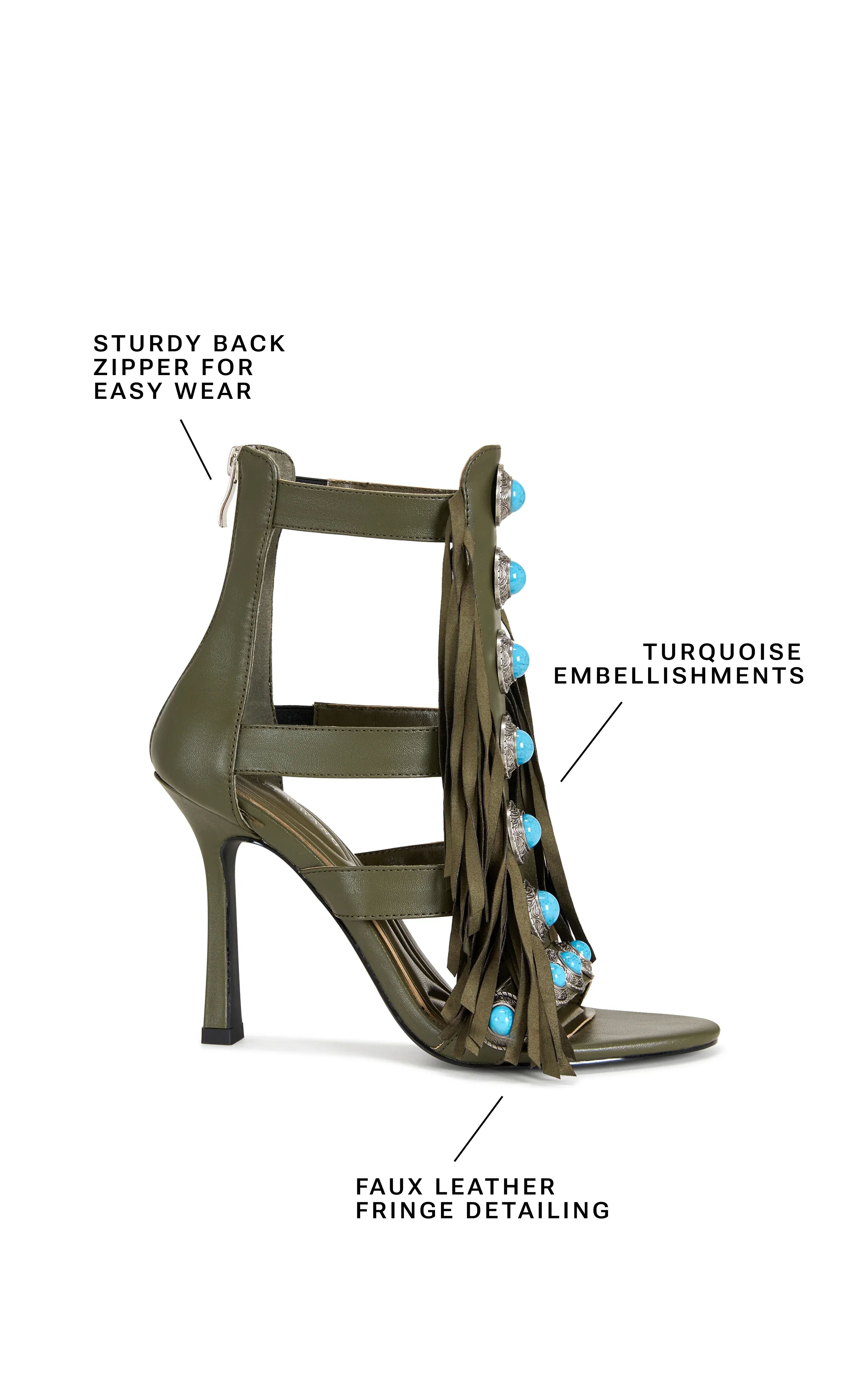 SUMAC-OLIVE FRINGE GLADIATOR SANDAL BOOTIE - Image 6