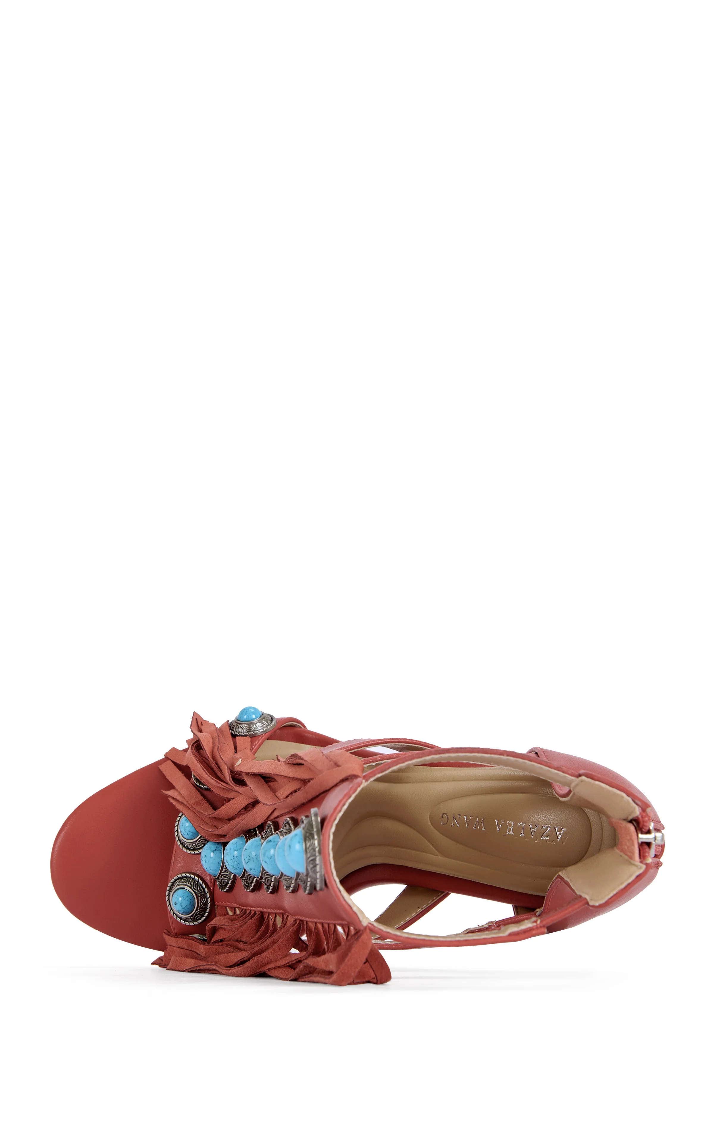 SUMAC-RED FRINGE GLADIATOR SANDAL BOOTIE - Image 4