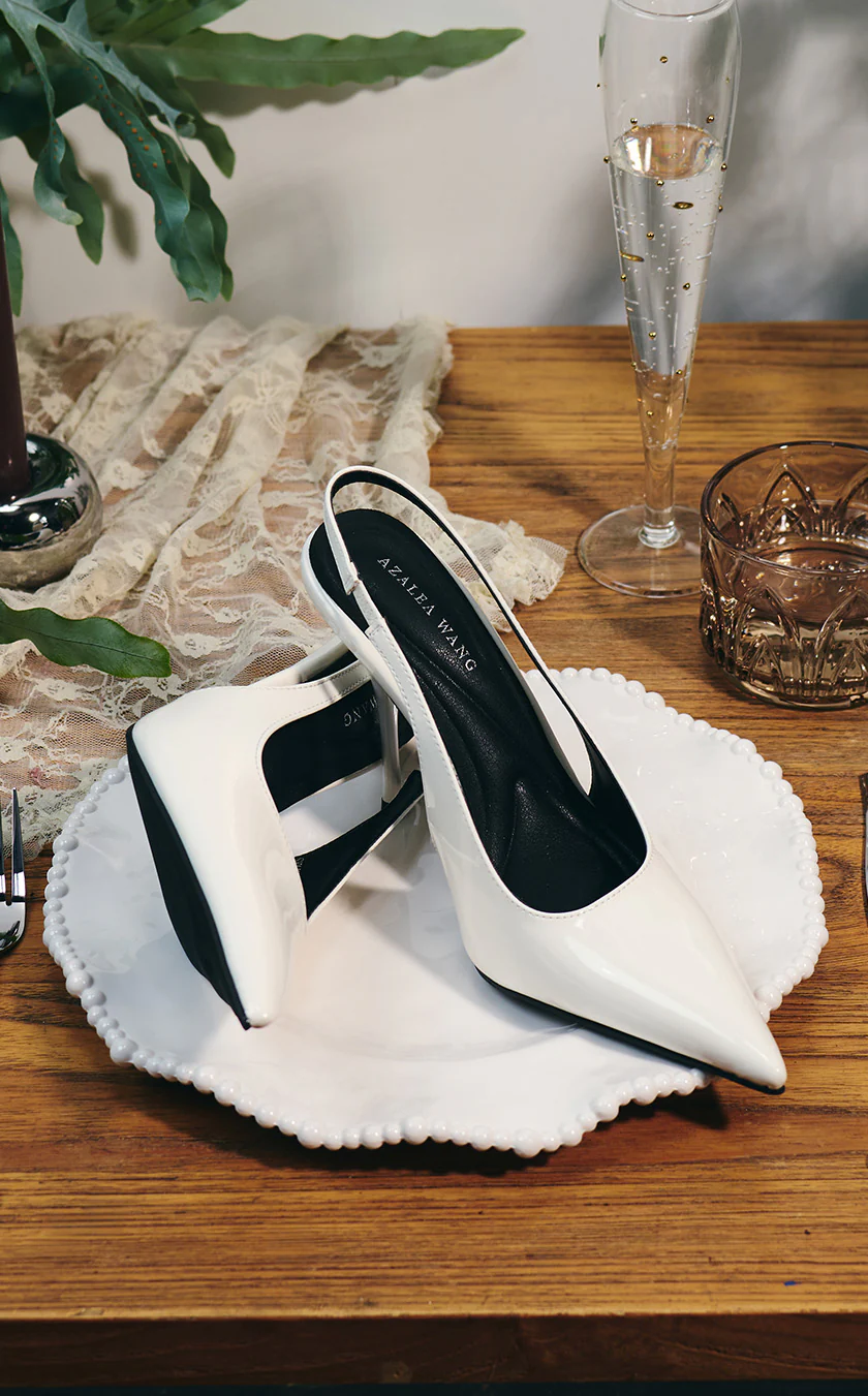 SYLVA-WHITE POINT TOE SLINGBACK STILETTO PUMP - Image 2