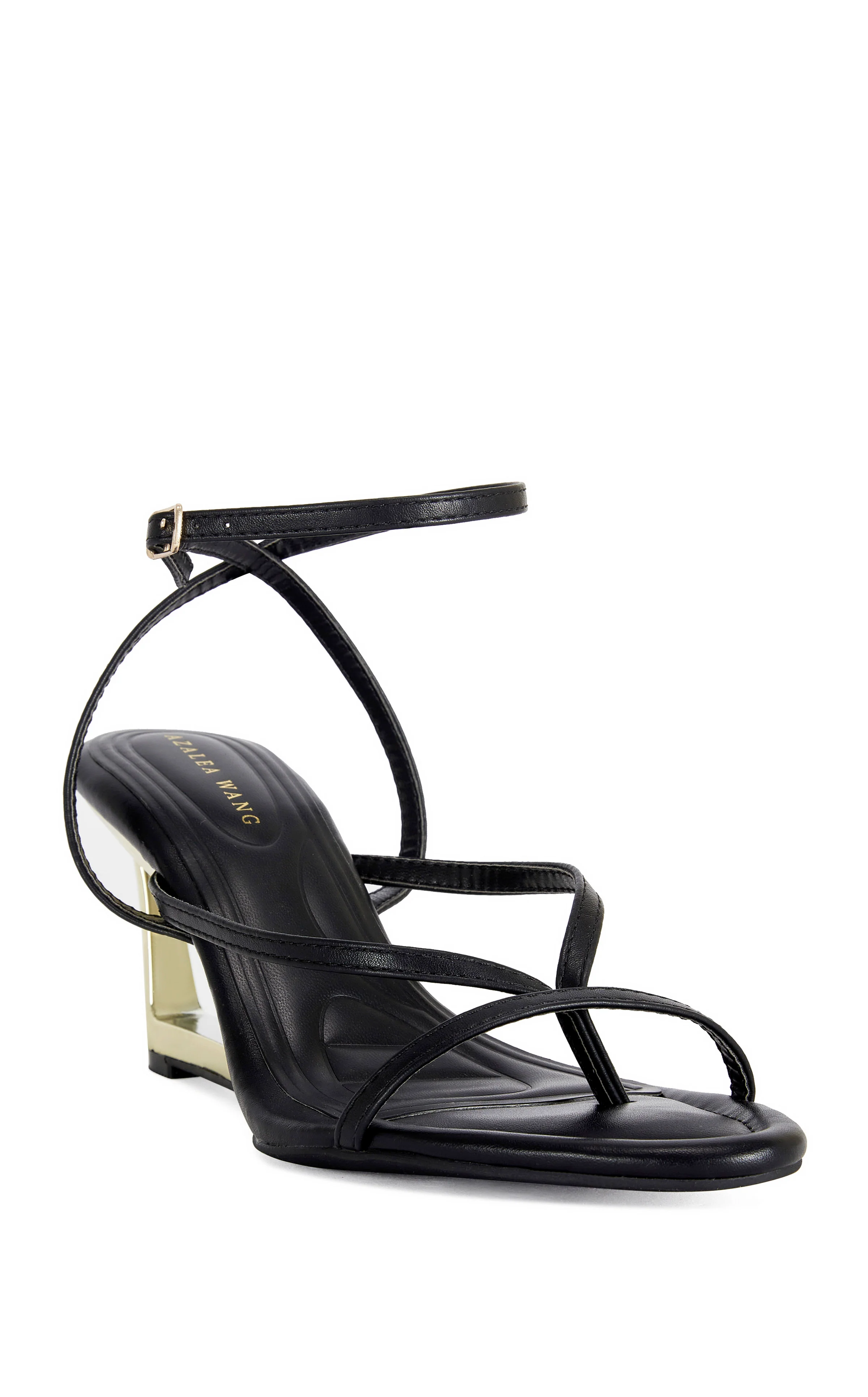 TAGAS-BLACK STRAPPY WEDGE SANDAL - Image 2