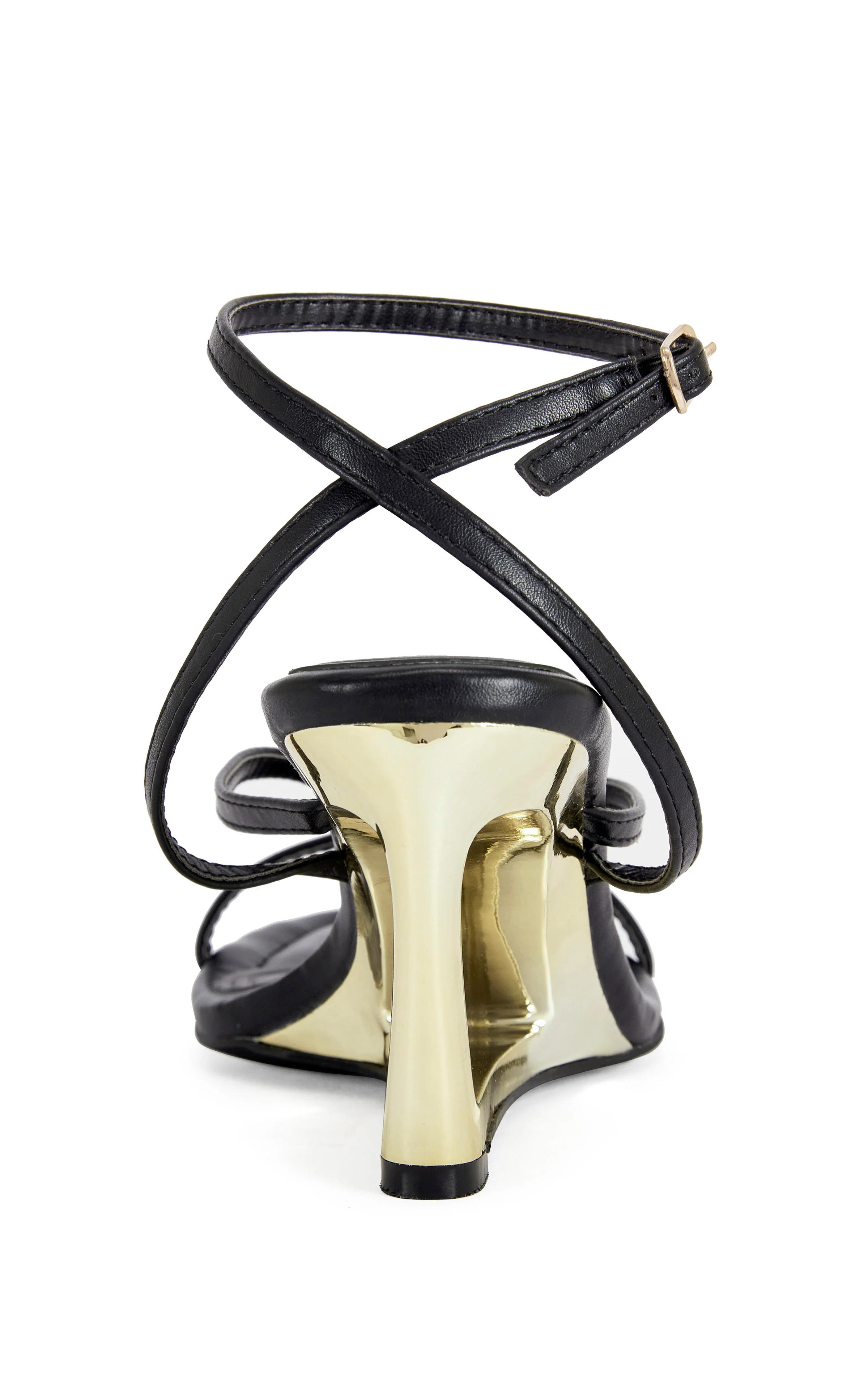 TAGAS-BLACK STRAPPY WEDGE SANDAL - Image 3