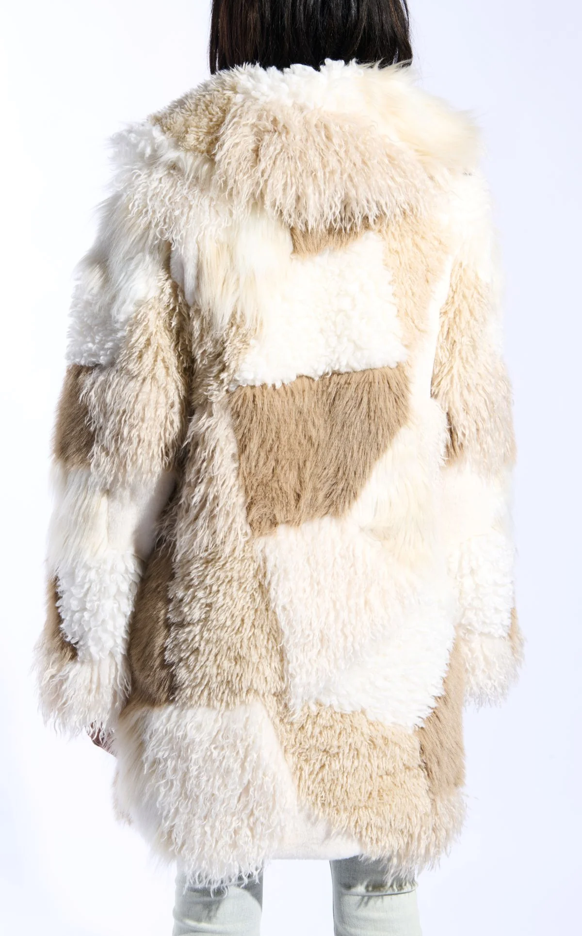 TAHER-CREAMMULTI PATCHWORK FAUX FUR JACKET - Image 4