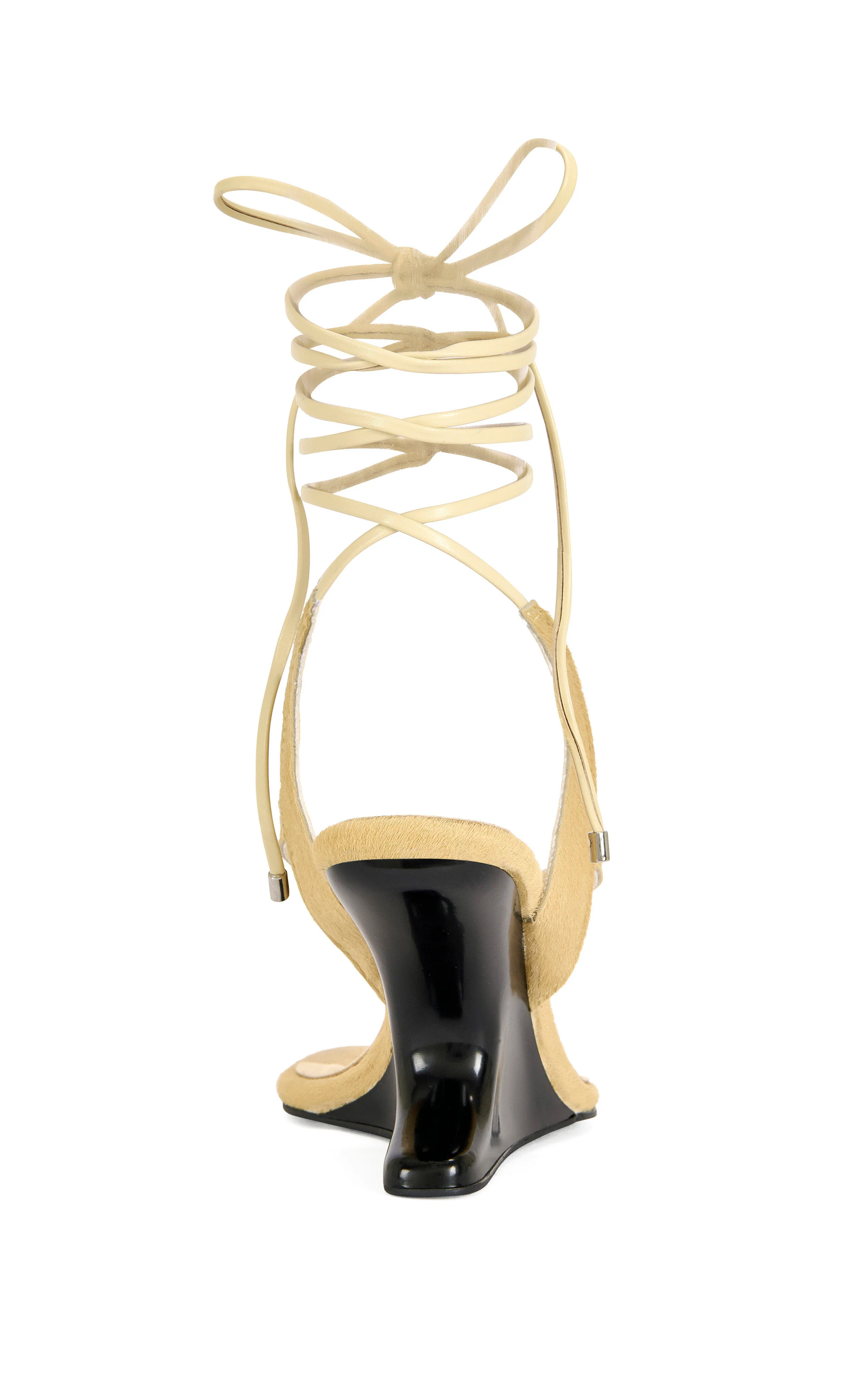 TAMSIE-BEIGE CALF HAIR WRAP-AROUND SANDAL - Image 3