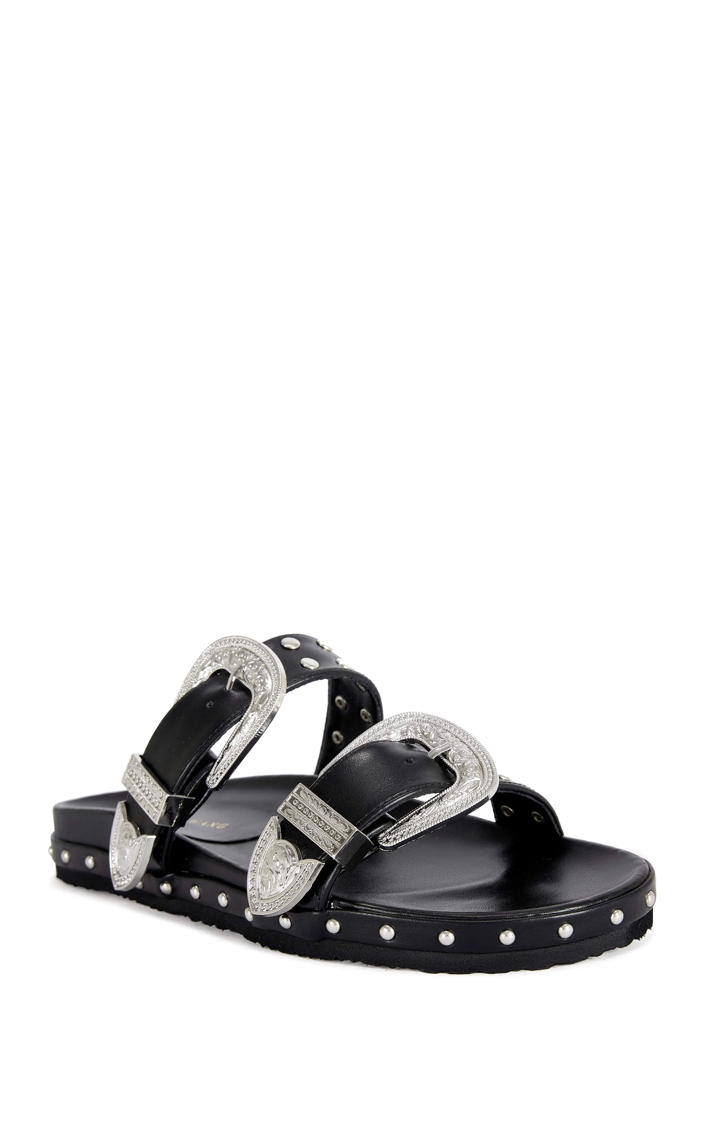 TEGAN-BLACK WESTERN SANDAL SLIDE - Image 2