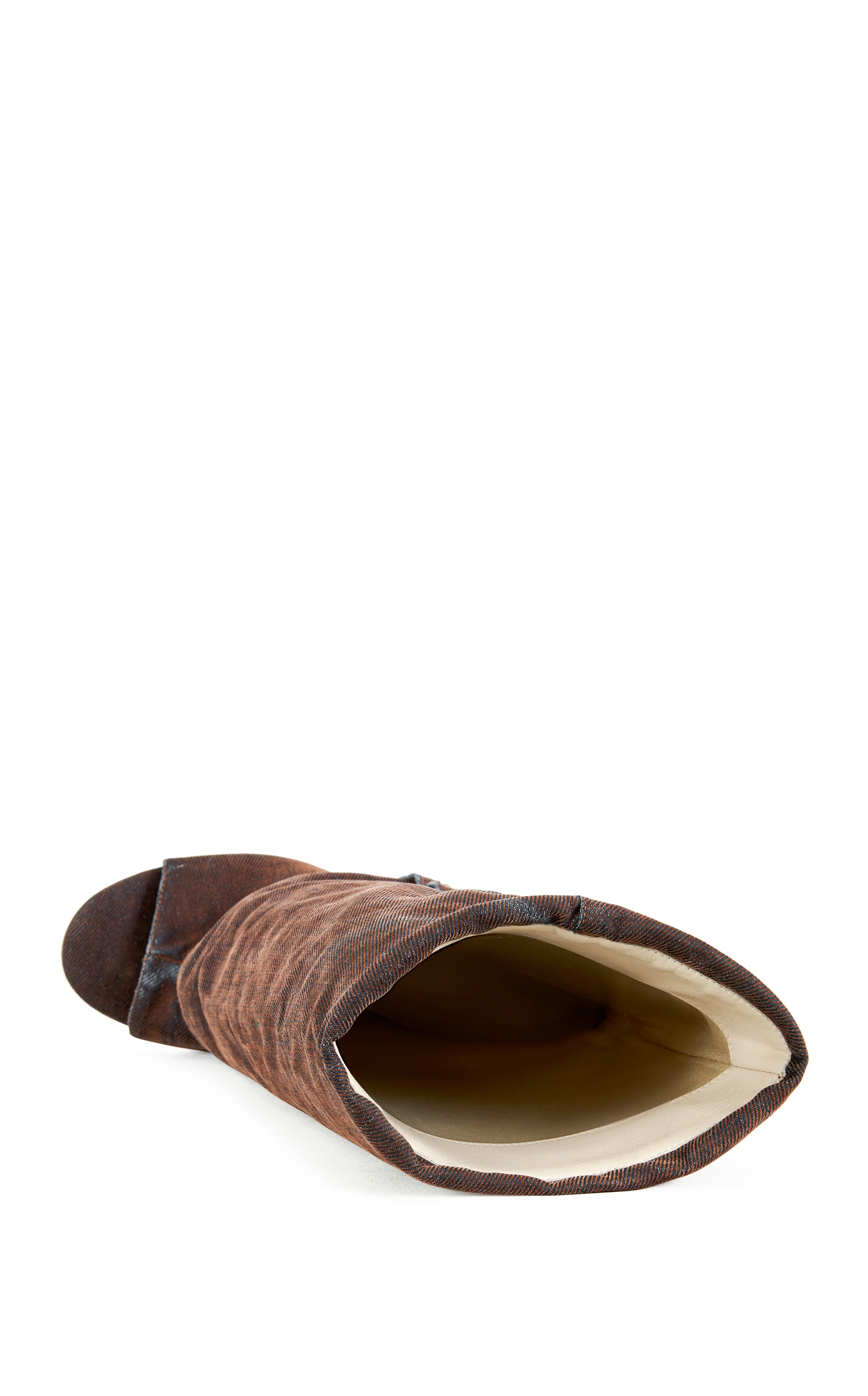 TINSELED-BURNTORANGE VELVET DENIM WEDGE BOOTIE - Image 5