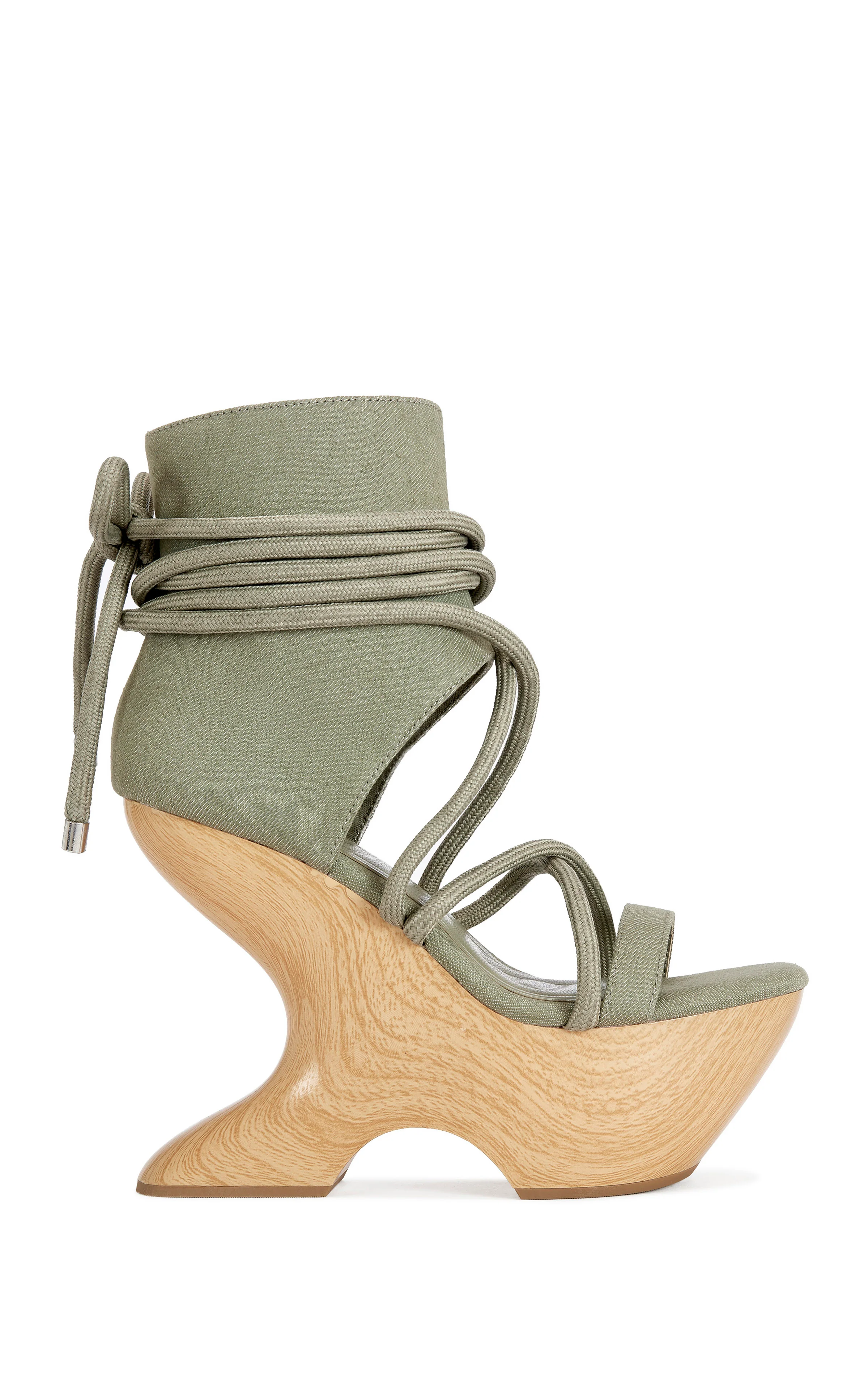 TIZIANO-OLIVE CURVED WEDGE WRAP-AROUND PLATFORM SANDAL