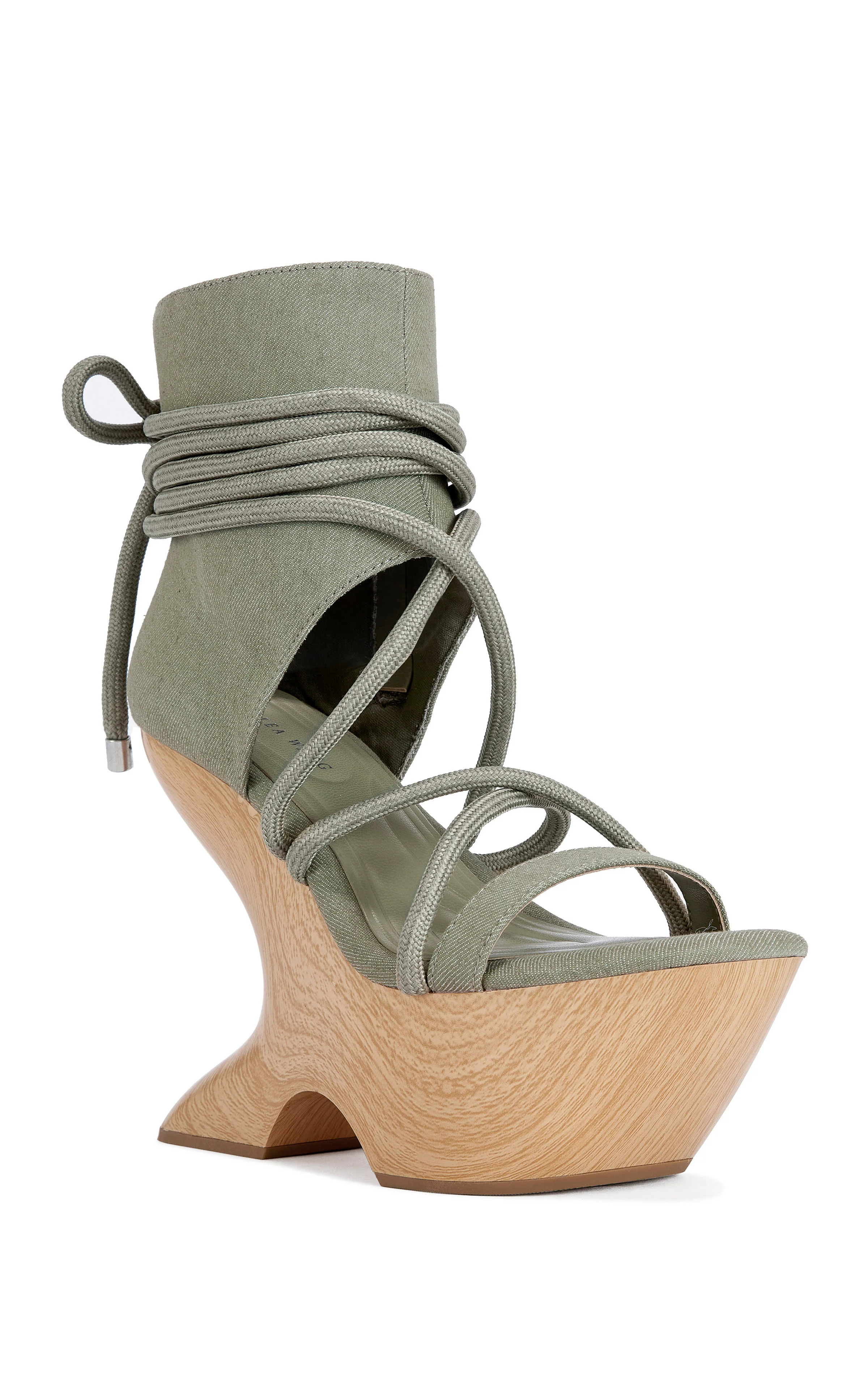 TIZIANO-OLIVE CURVED WEDGE WRAP-AROUND PLATFORM SANDAL - Image 2