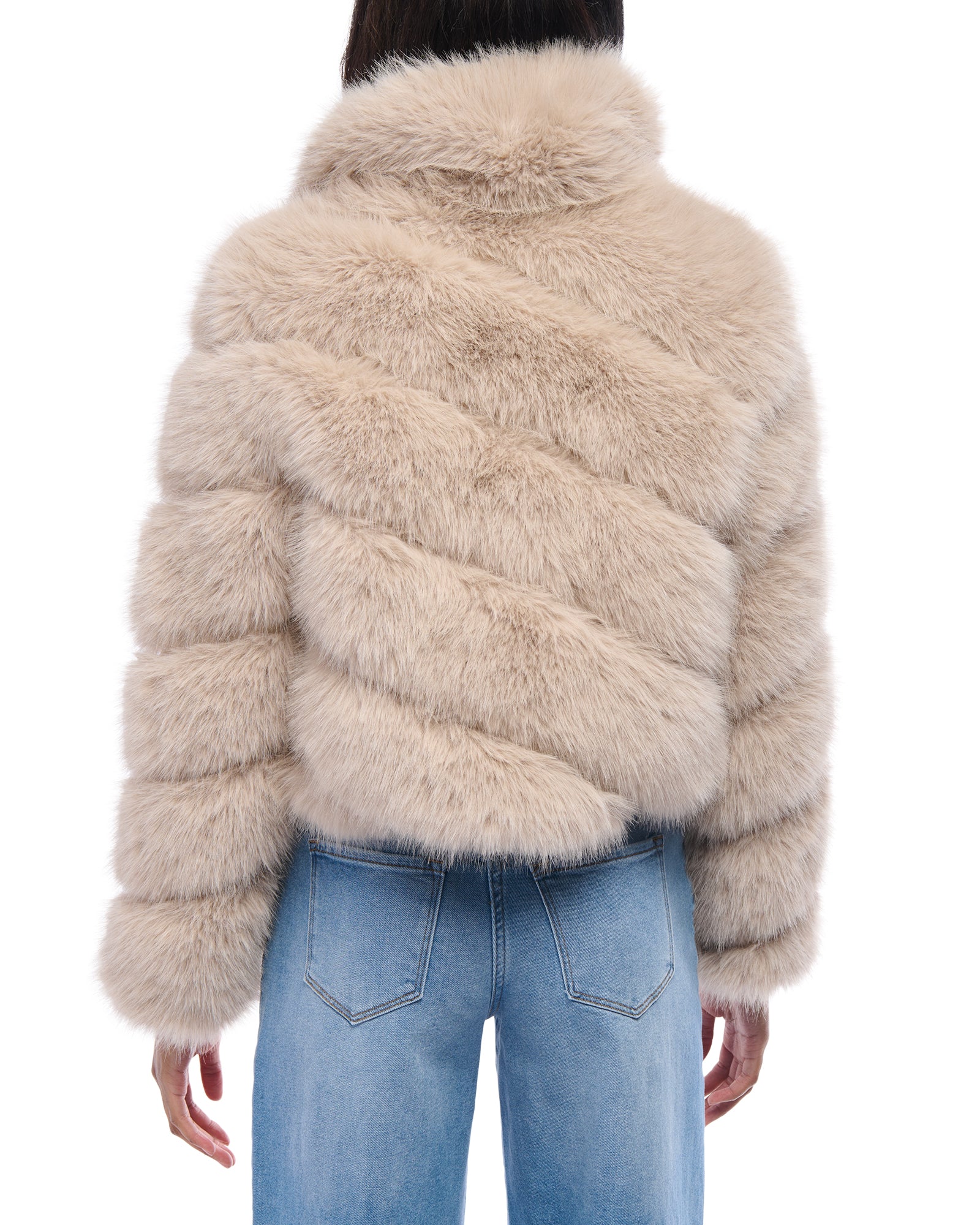 TUMI-BEIGE FAUX FUR JACKET - Image 3