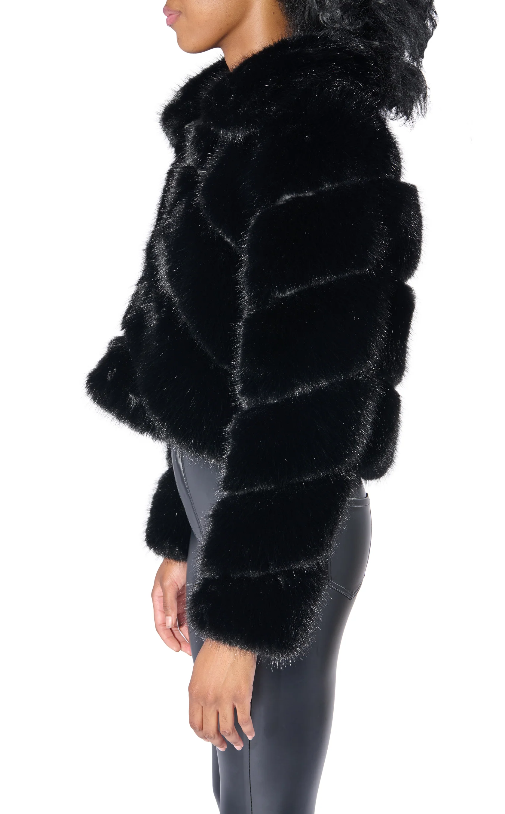 TUMI-BLK FAUX FUR JACKET - Image 2