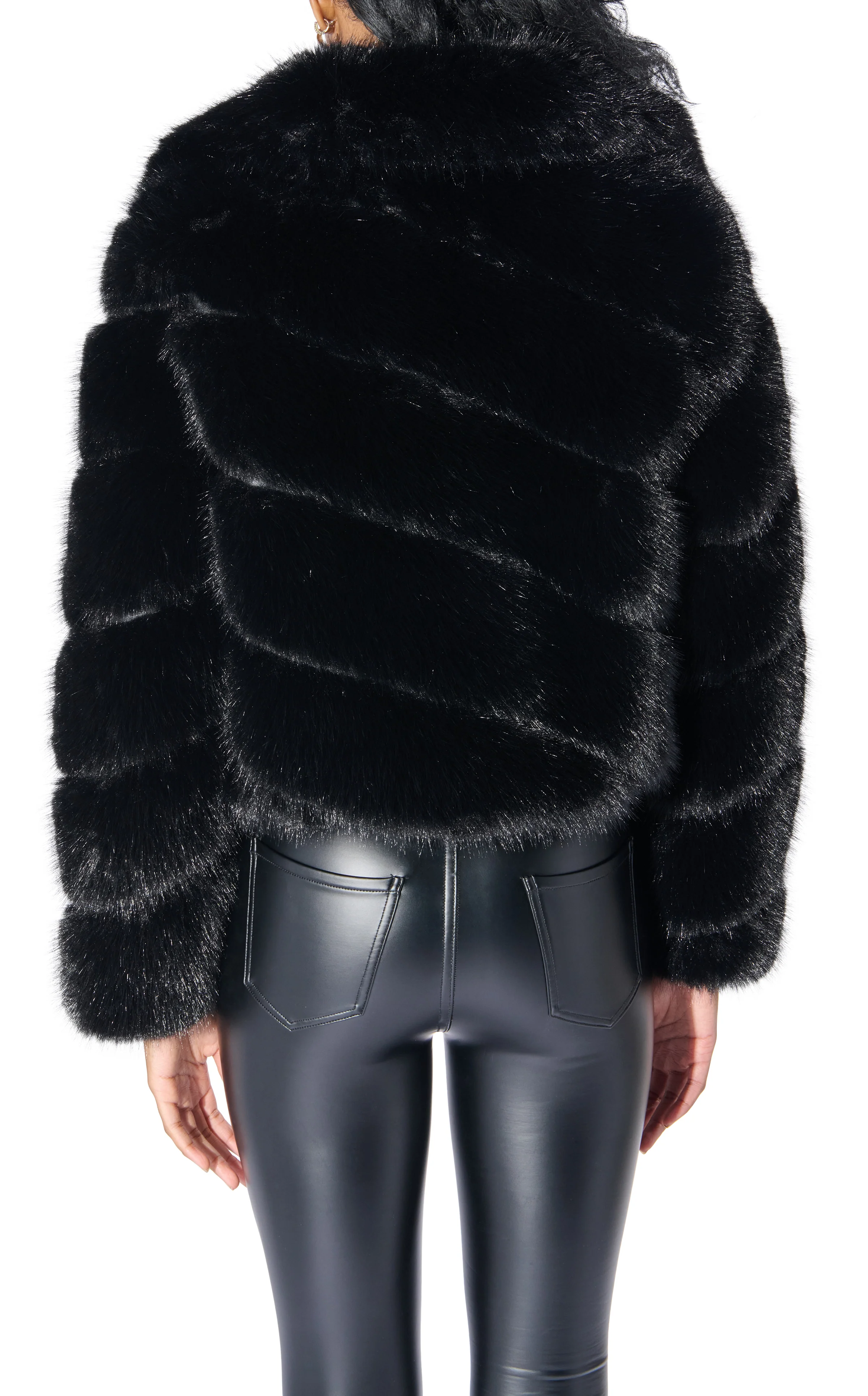 TUMI-BLK FAUX FUR JACKET - Image 3