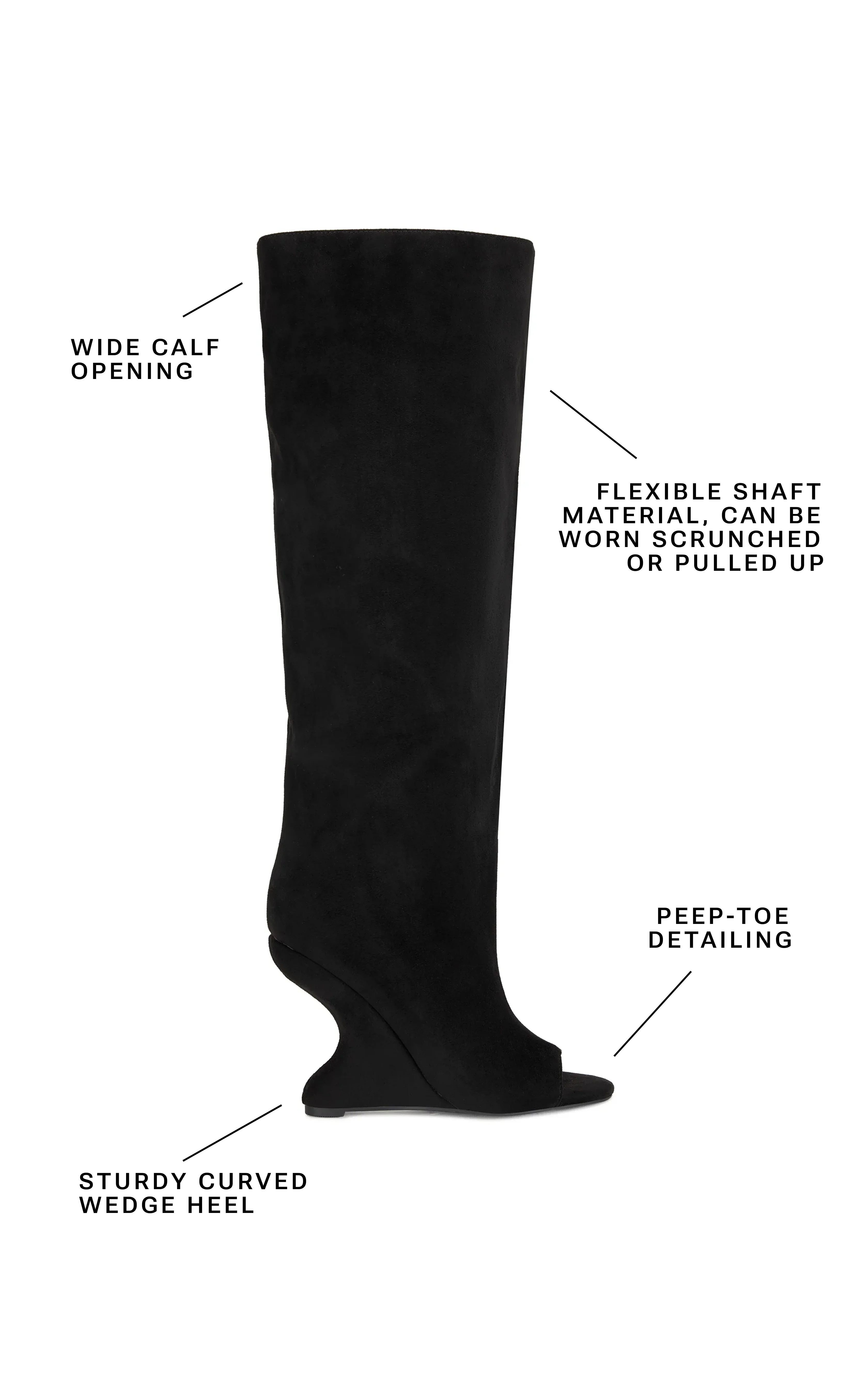 VINCENT-BLACK PEEP TOE WEDGE BOOT - Image 6