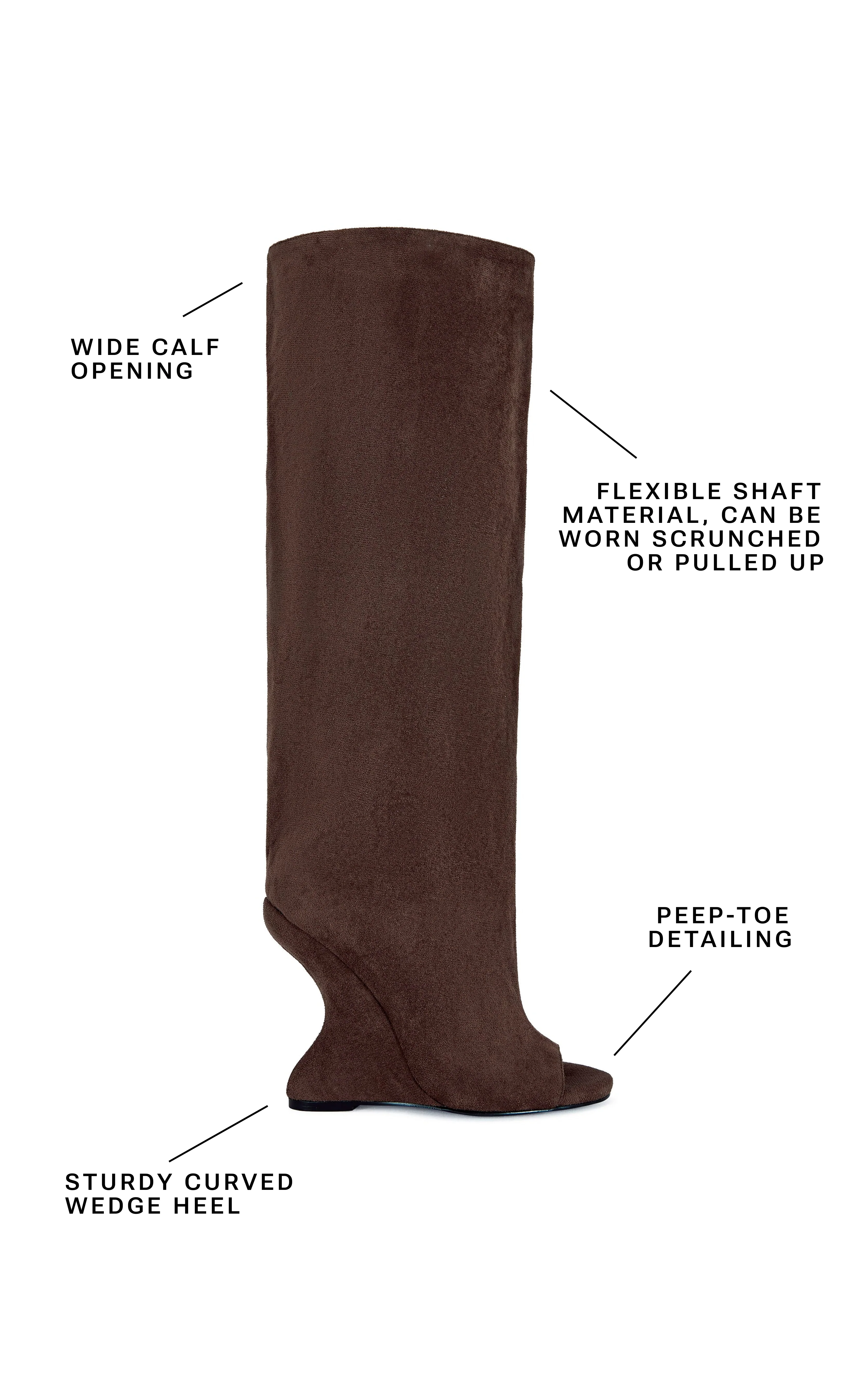 VINCENT-BROWN PEEP TOE WEDGE BOOT - Image 6