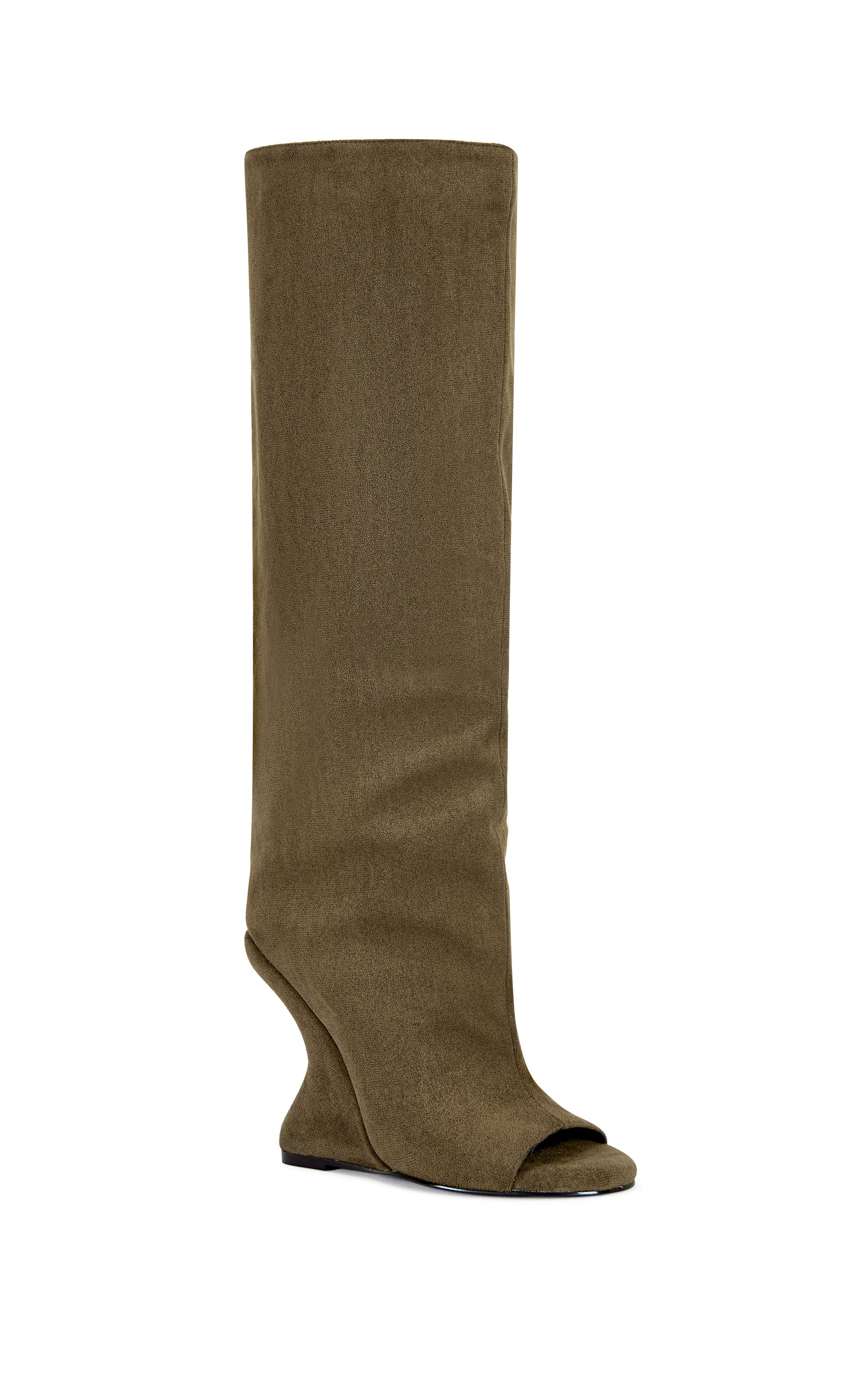 VINCENT-OLIVE PEEP TOE WEDGE BOOT - Image 3