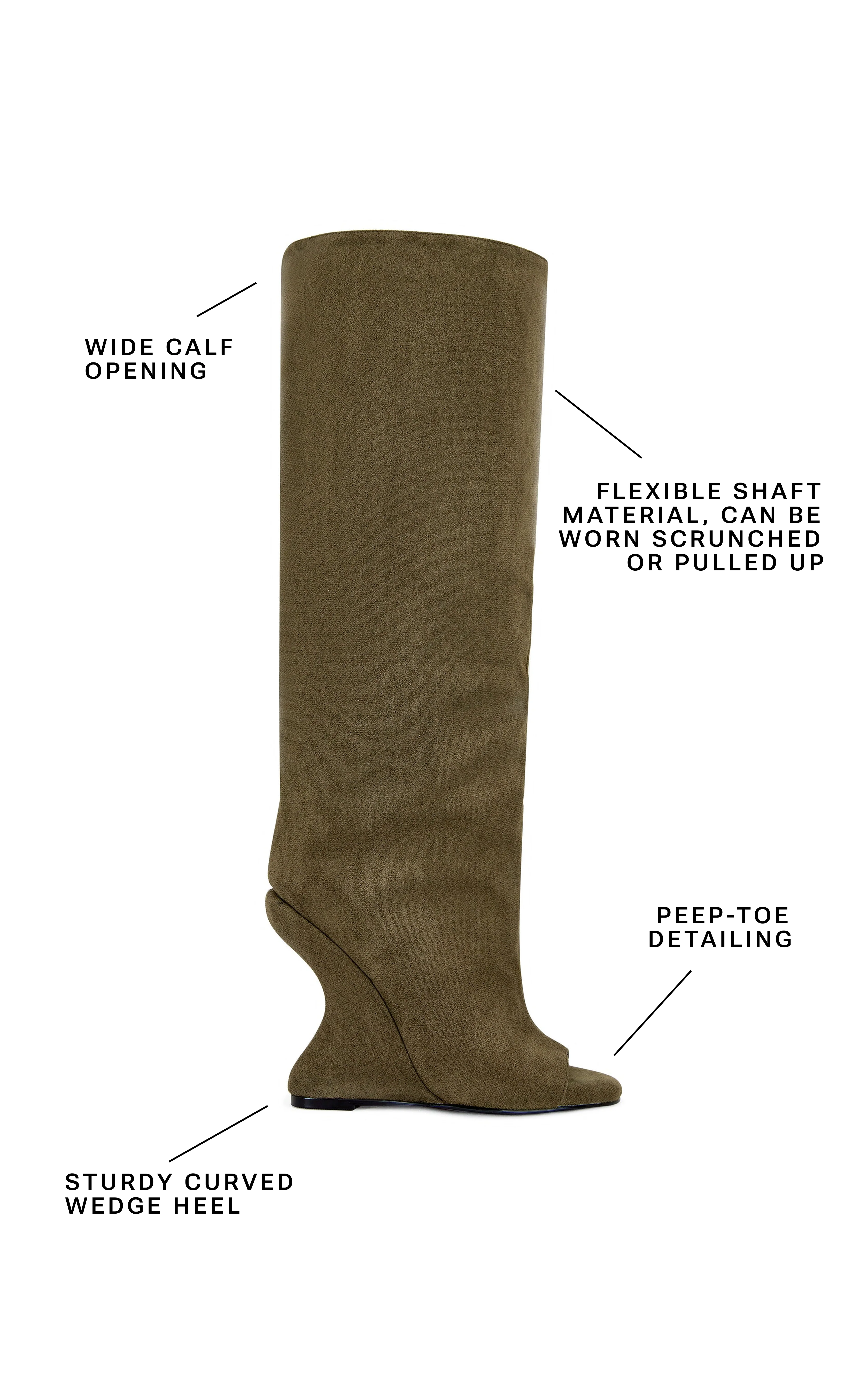 VINCENT-OLIVE PEEP TOE WEDGE BOOT - Image 7