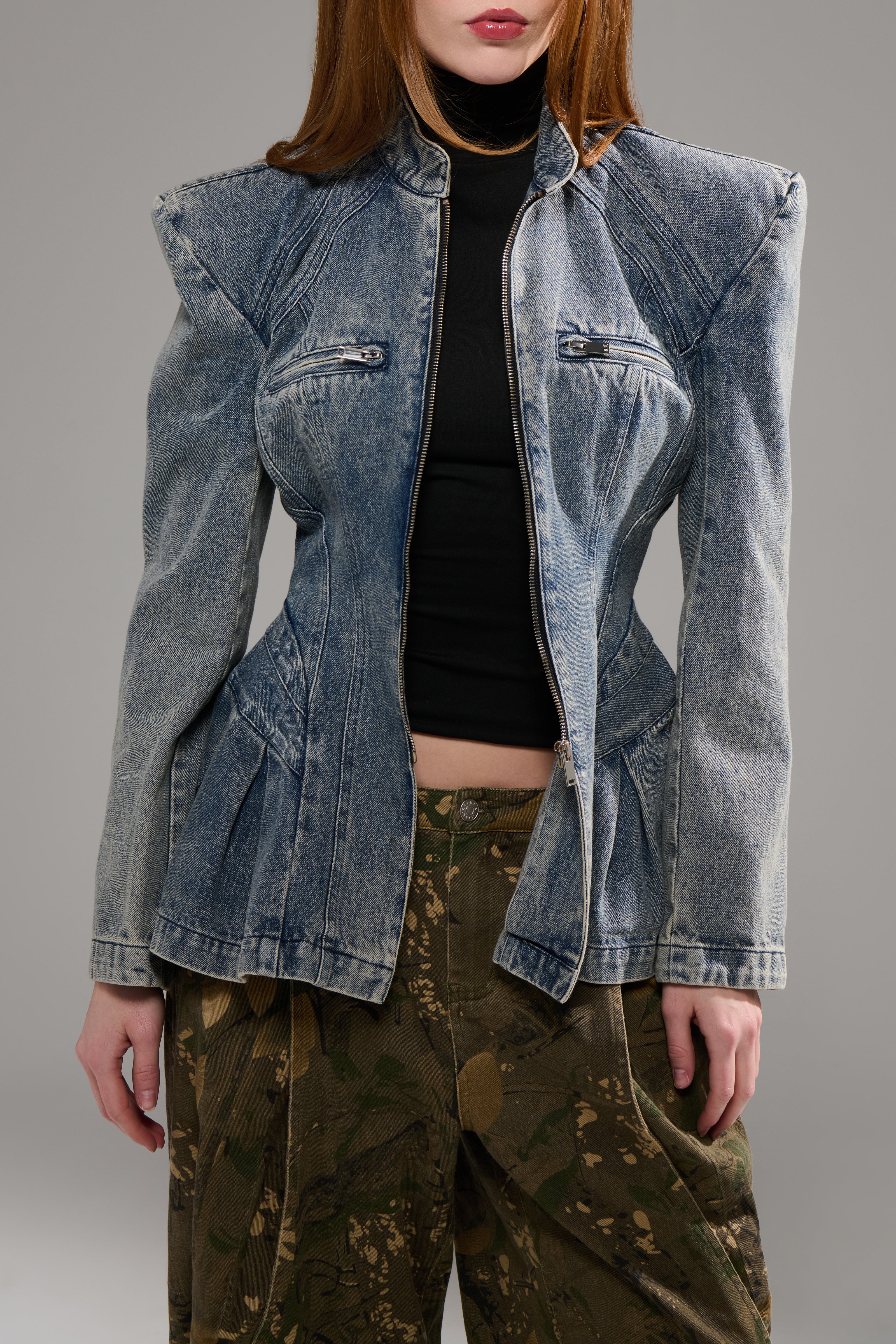 VIRELLE-DENIM STRUCTURED JACKET - Image 2