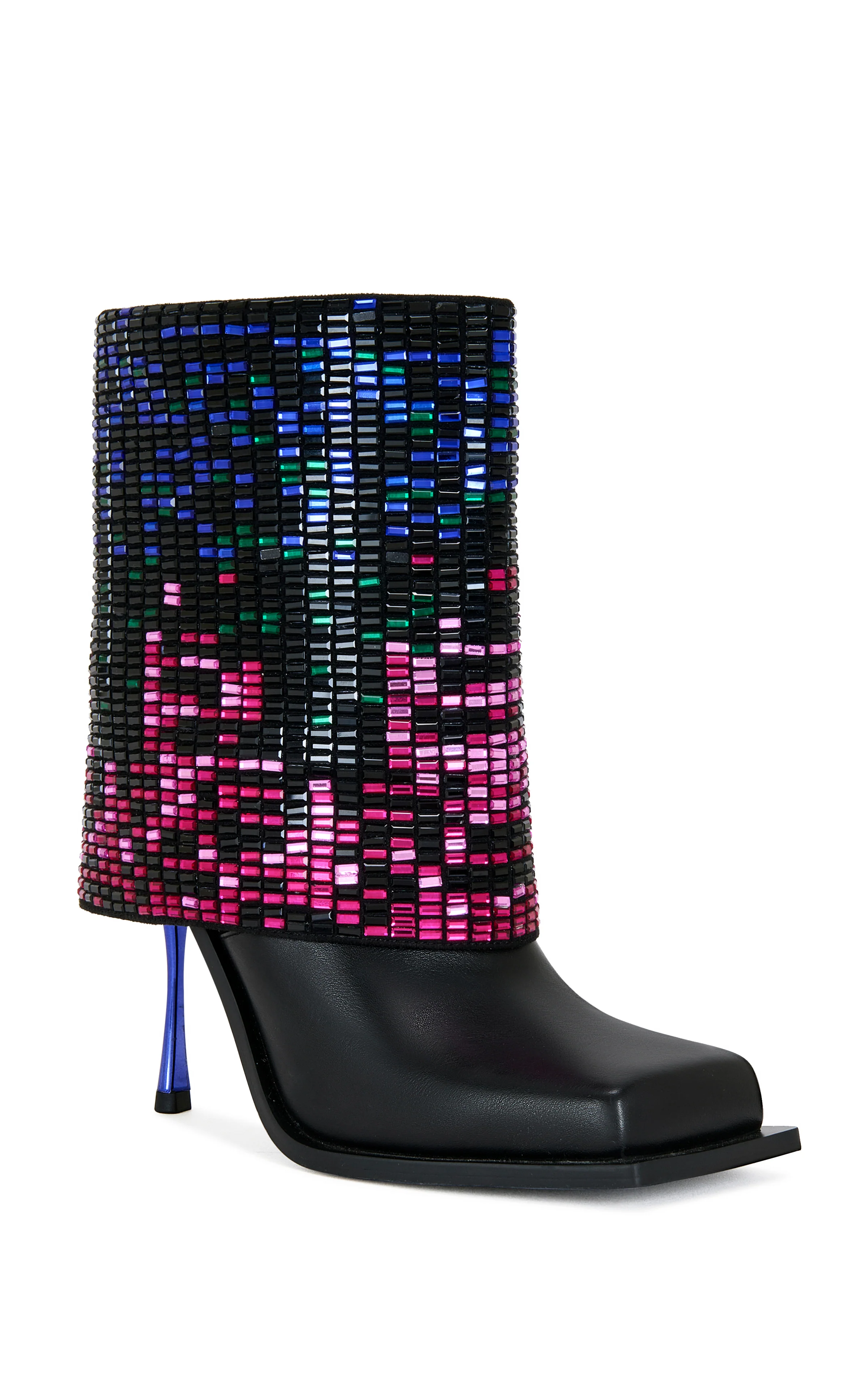 VOLLMER-BLACK RHINESTONE FOLDOVER STILETTO BOOTIE - Image 3