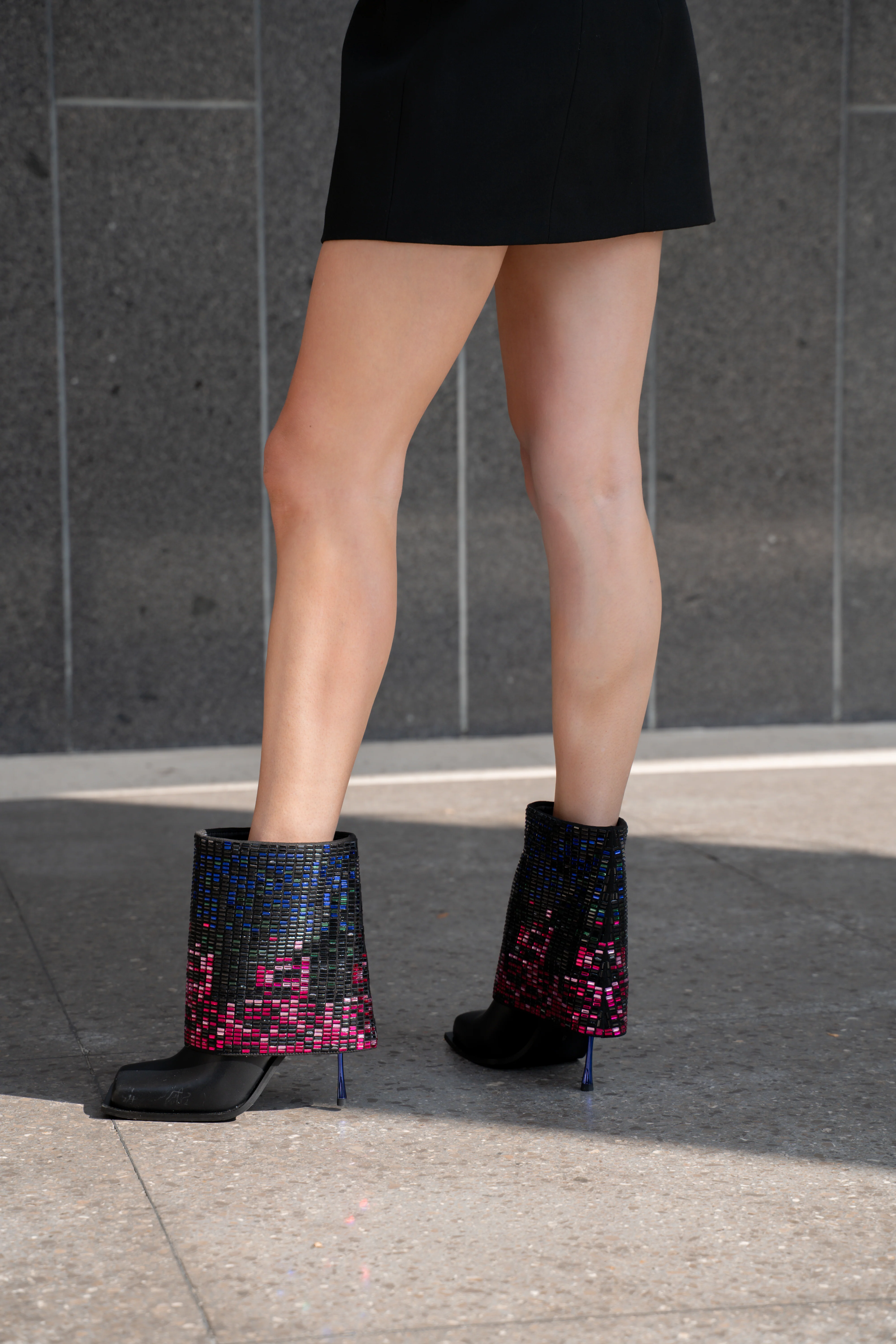 VOLLMER-BLACK RHINESTONE FOLDOVER STILETTO BOOTIE - Image 8