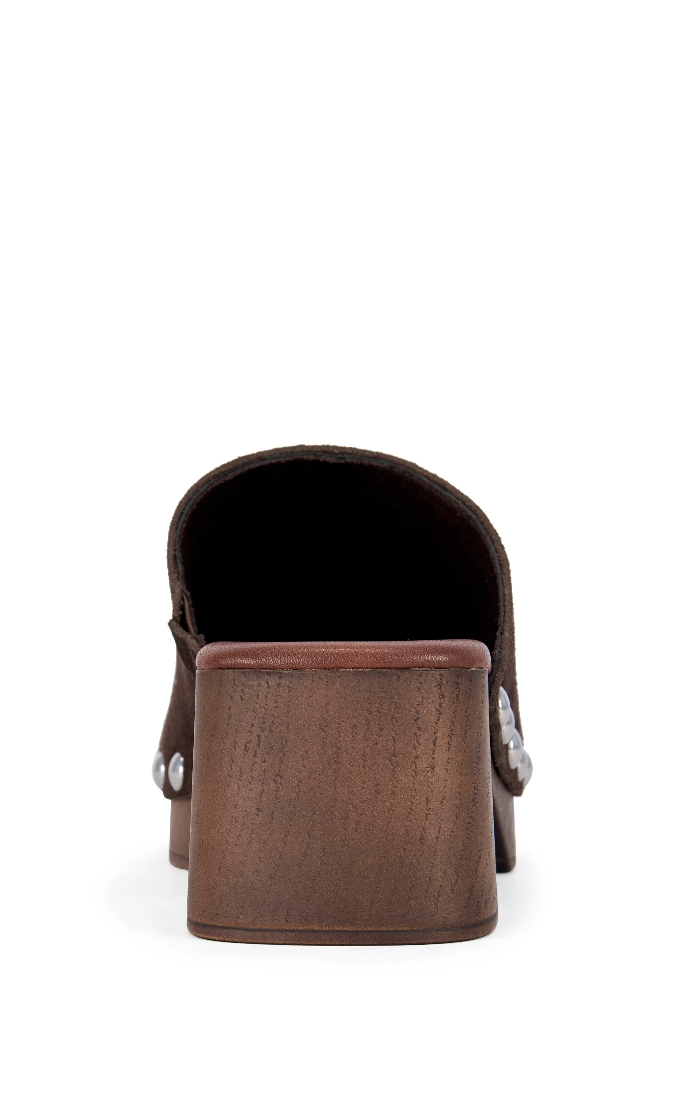 WALINDA-CHOCOLATE GENUINE SUEDE STUDDED CLOG - Image 3