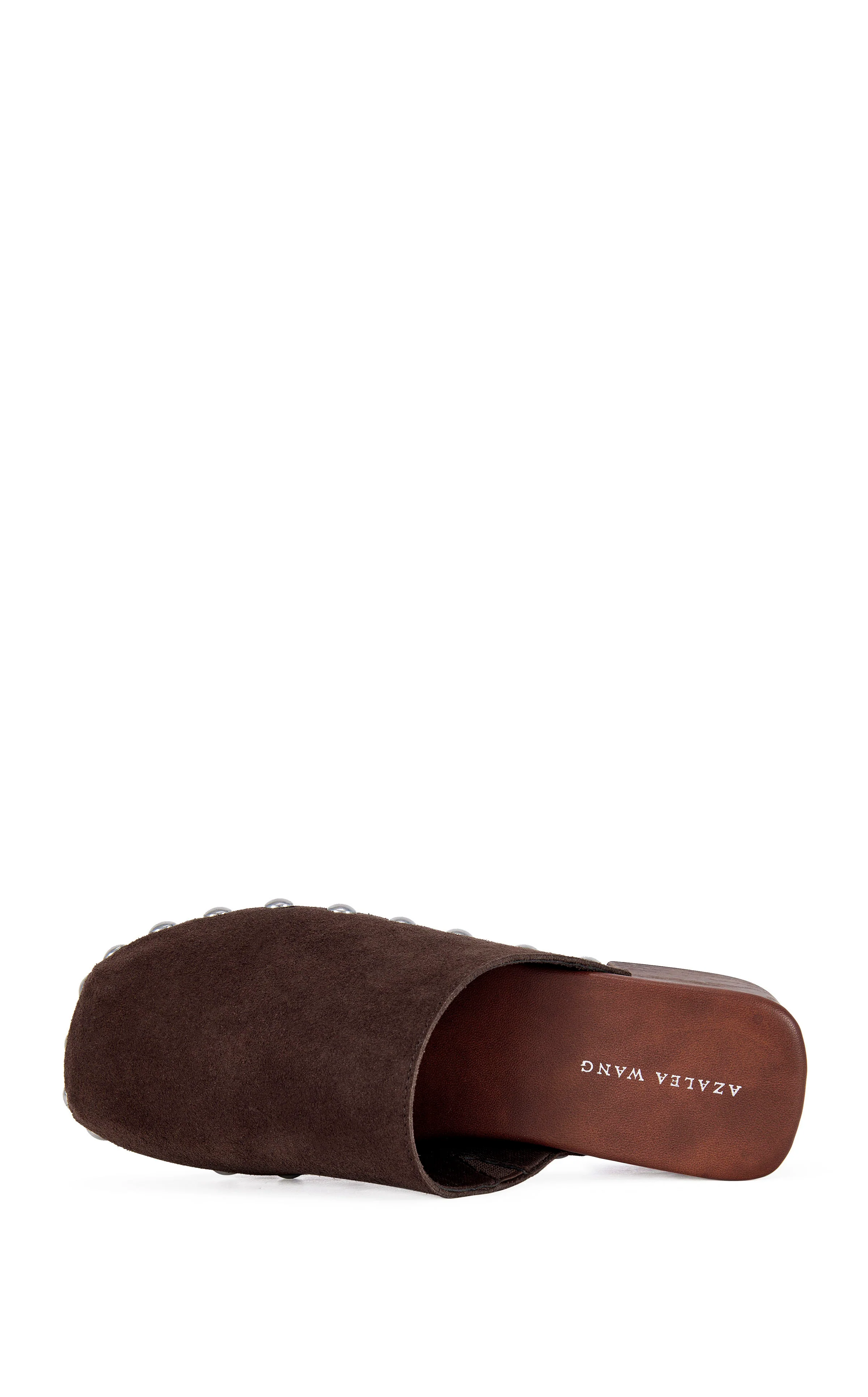 WALINDA-CHOCOLATE GENUINE SUEDE STUDDED CLOG - Image 4