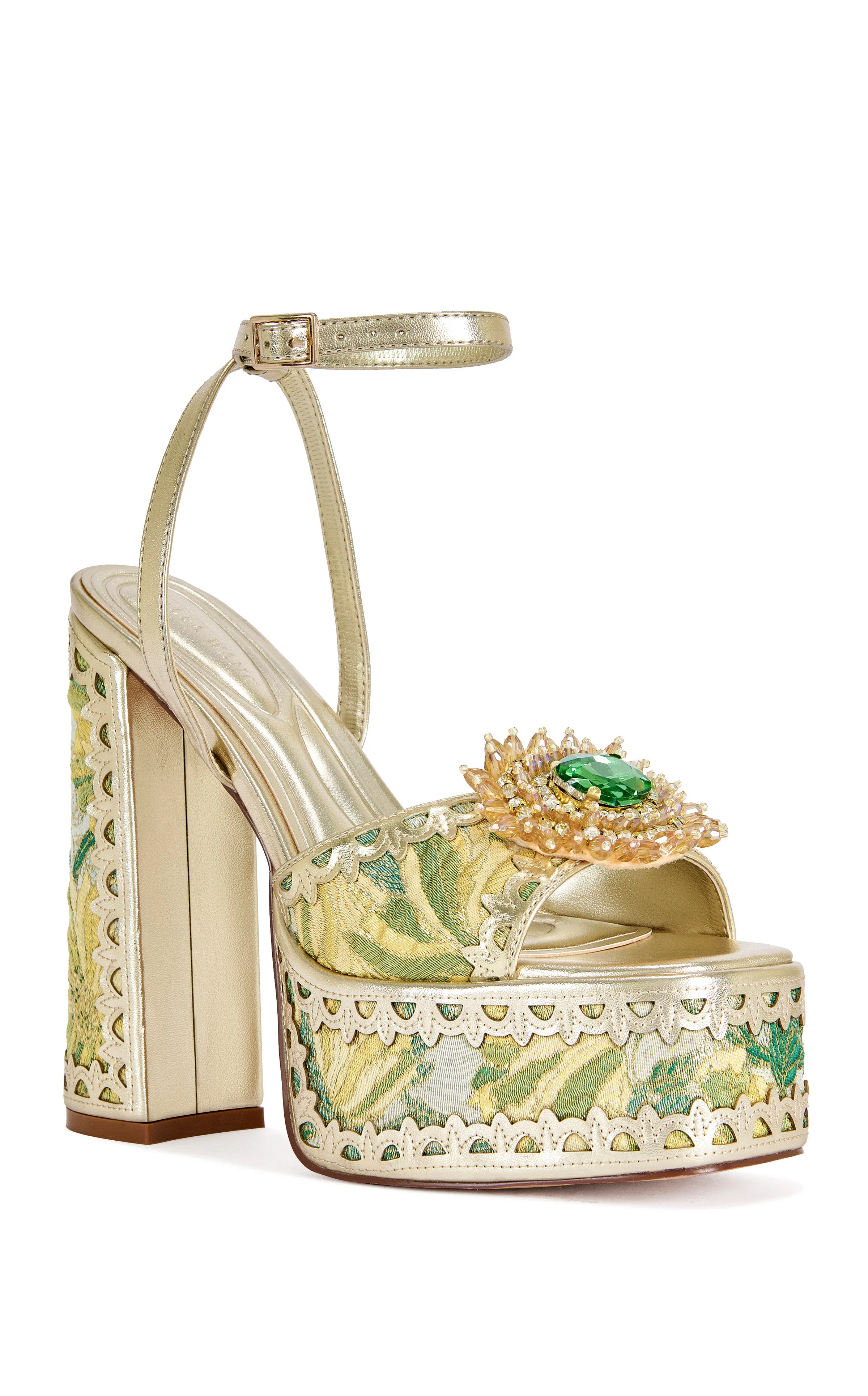 WENDA-GREENMULTI PLATFORM BROCADE SANDAL - Image 2