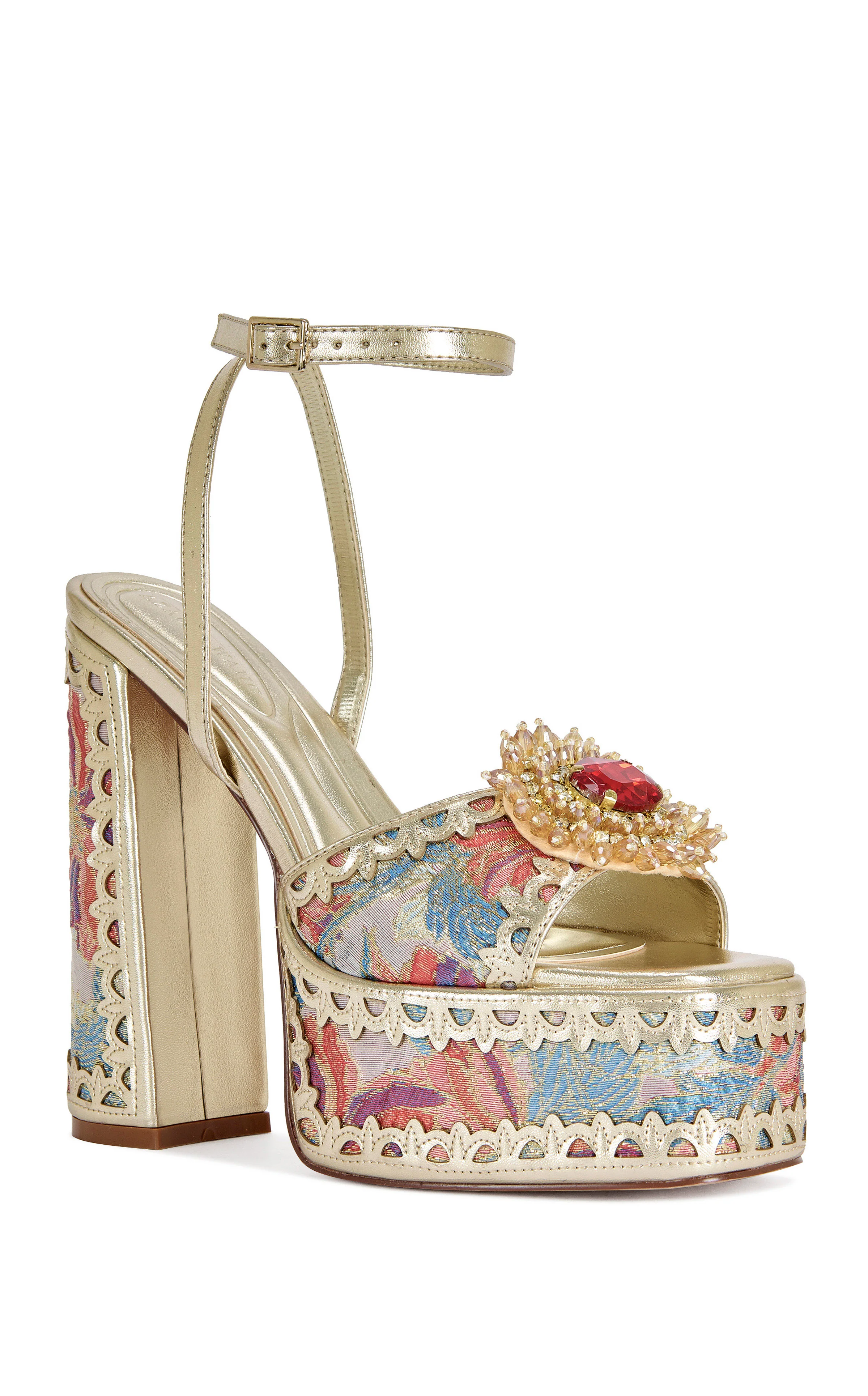 WENDA-PINKMULTI PLATFORM BROCADE SANDAL - Image 2