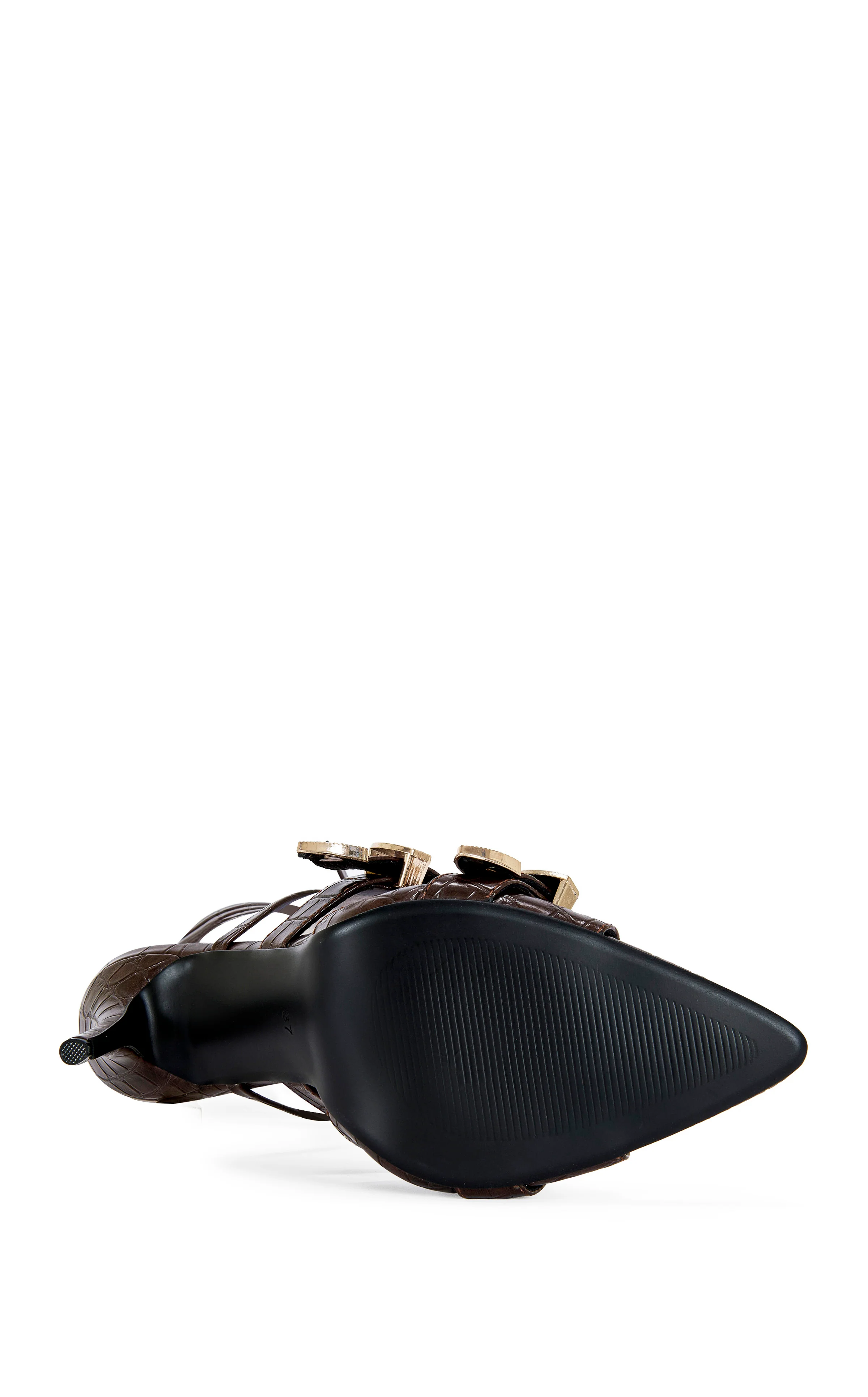 WESTBROOK-CHOCOLATE WESTERN WRAP-AROUND STILETTO SANDAL - Image 5