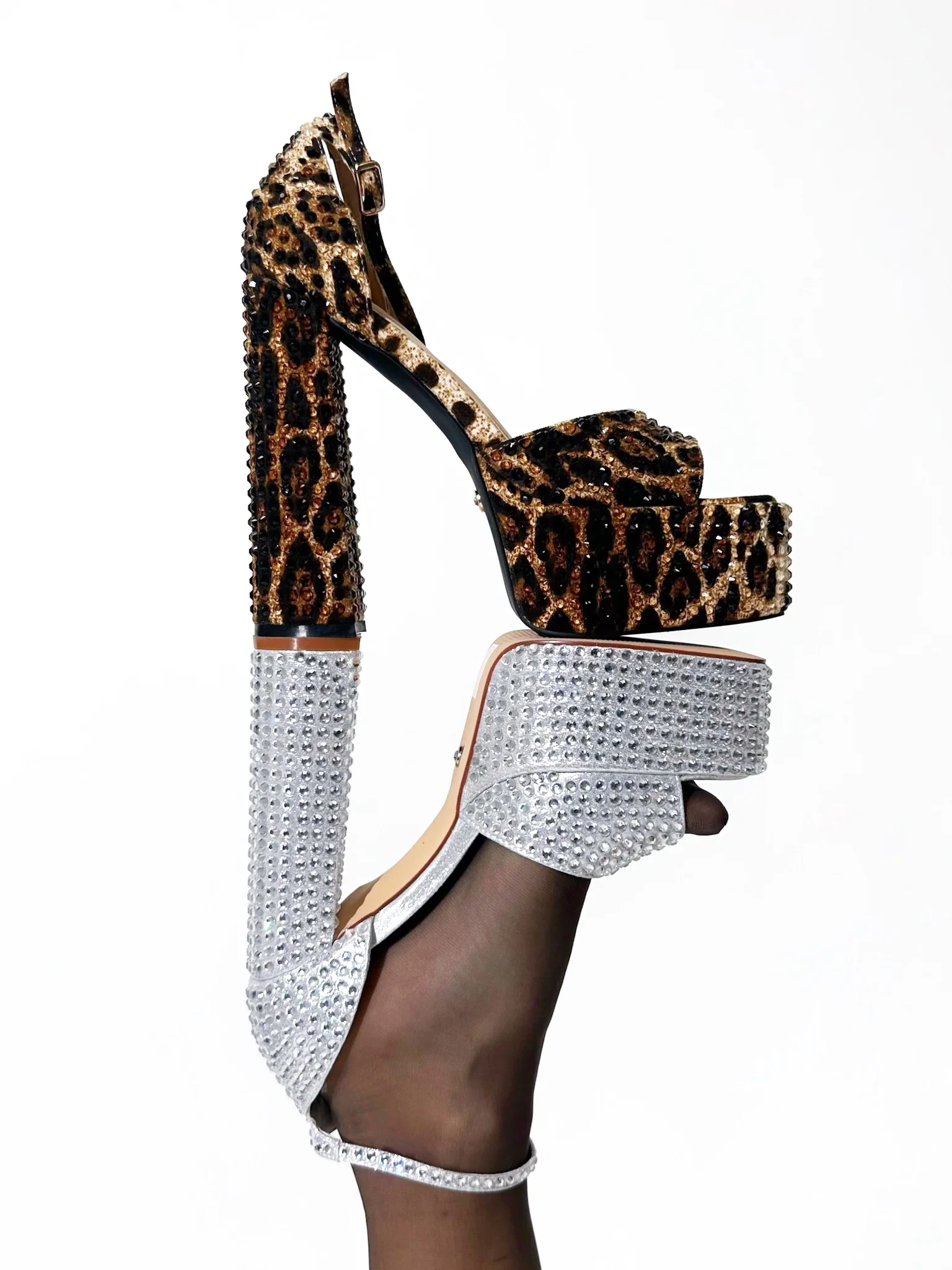 WILMORE-SILVER CRYSTAL PLATFORM HEELED SANDAL - Image 4