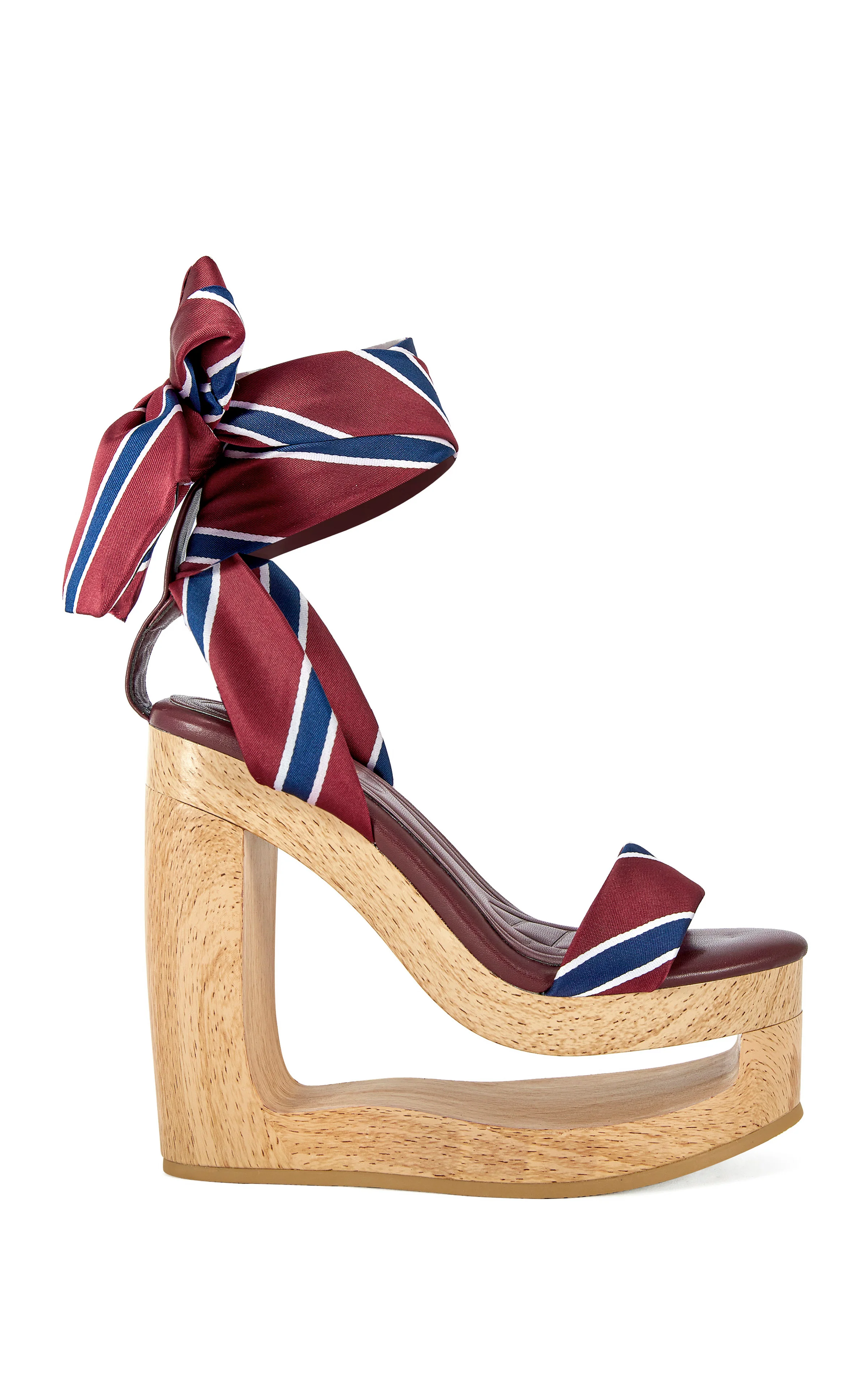 WYNN-BURGUNDY CUT-OUT WEDGE TIE UP SANDAL