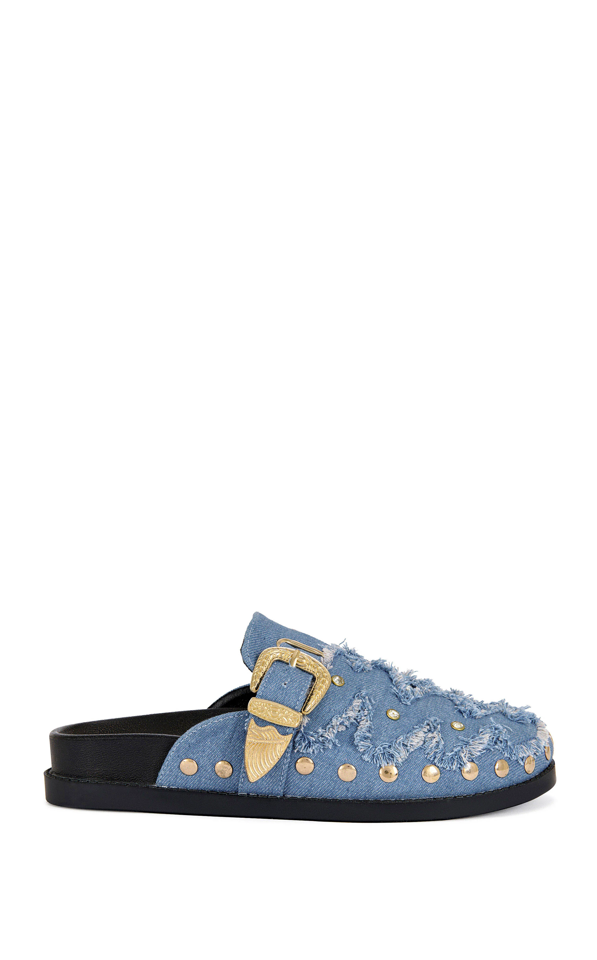 ZALE-BLUE STUDDED FLAT MULE