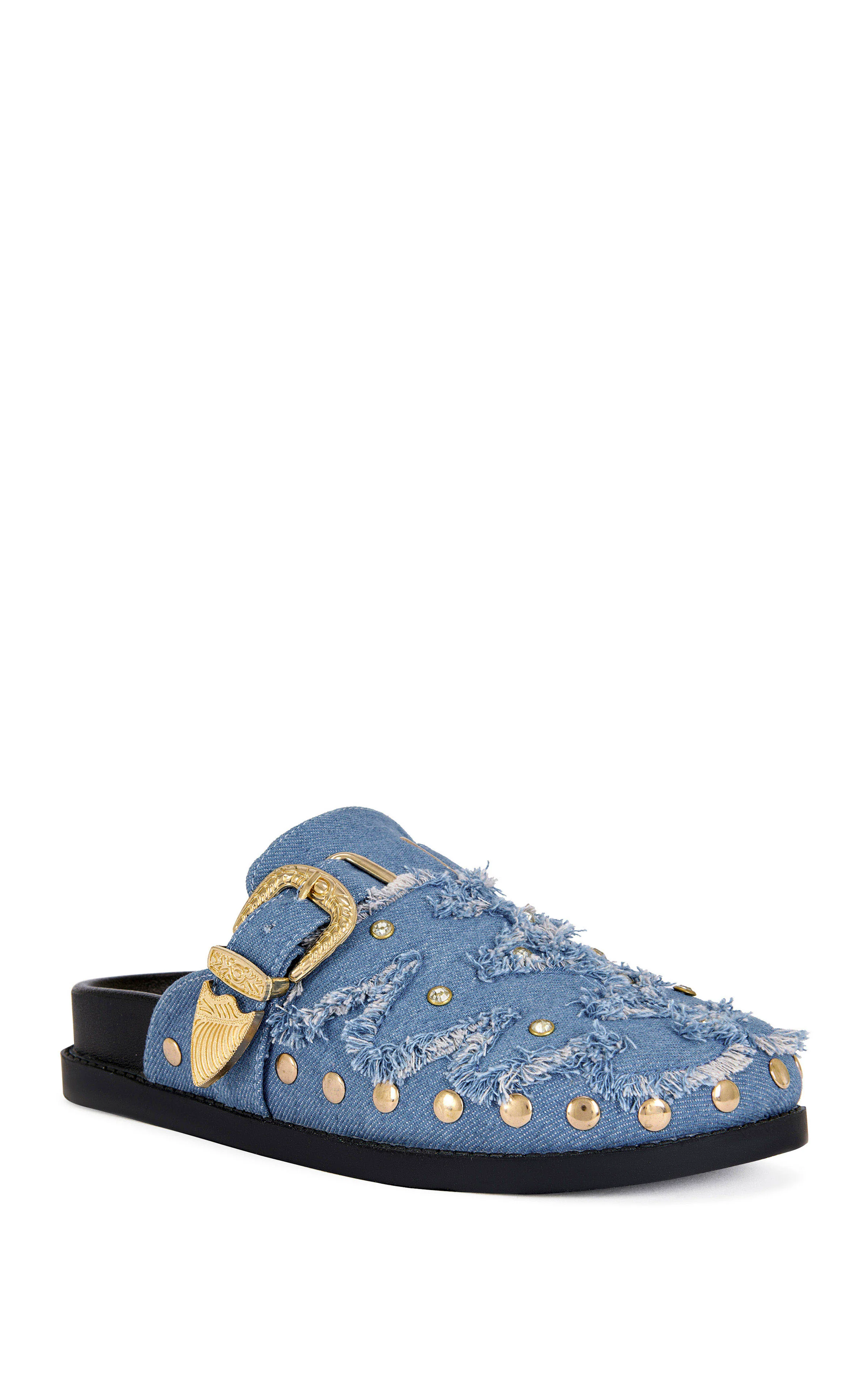 ZALE-BLUE STUDDED FLAT MULE - Image 2